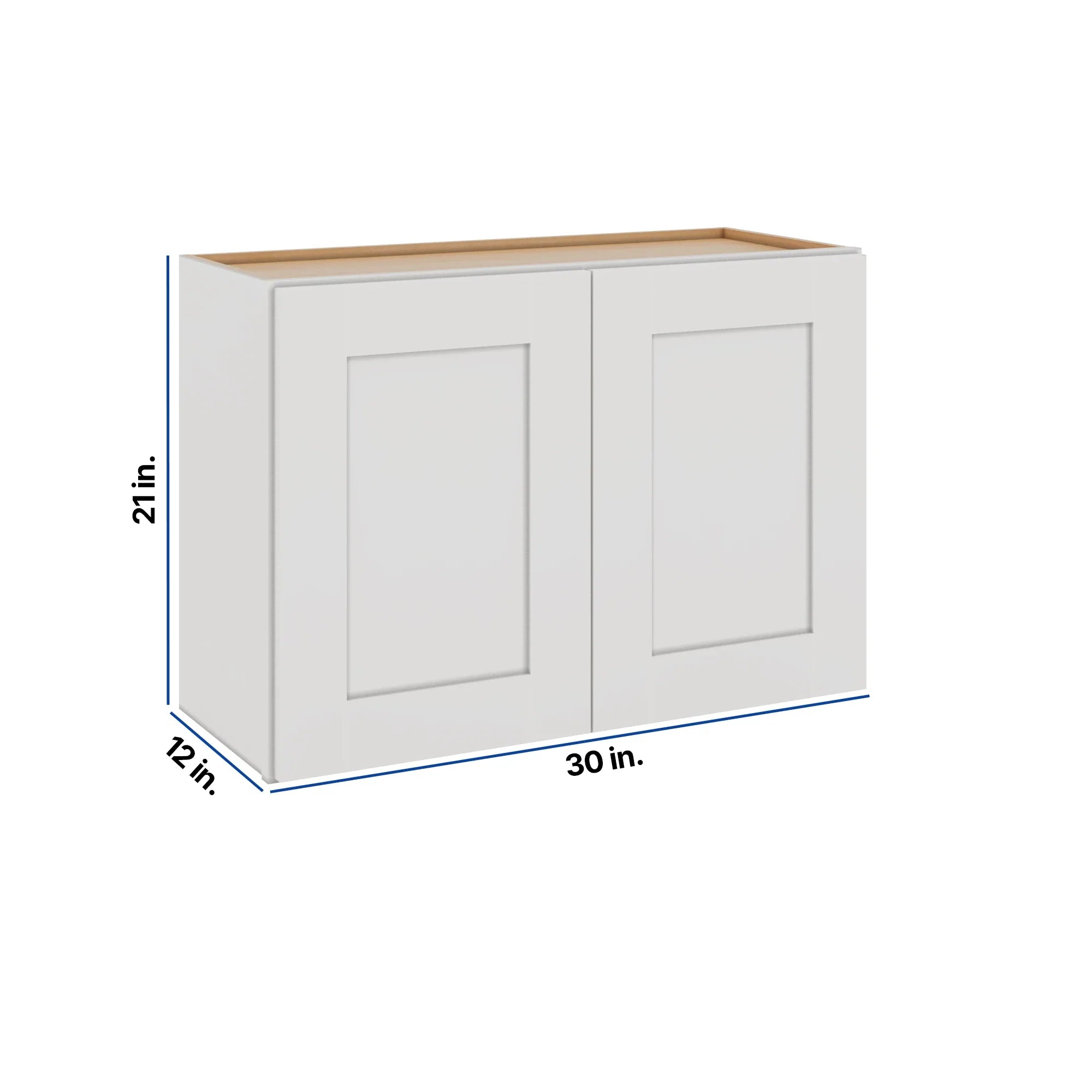 Modernform Cabinet White Shaker 30" W X 21" H X 12" D Double Door Wall Cabinet
