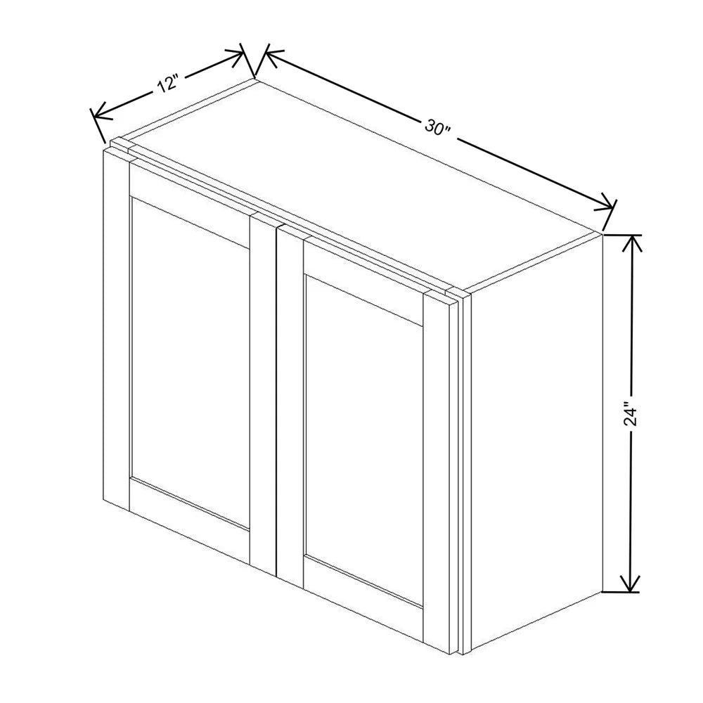 Kitchen Cabinet Distributors Shaker Designer White 5PC Double Door Wall Cabinet - 30" W x 24" H