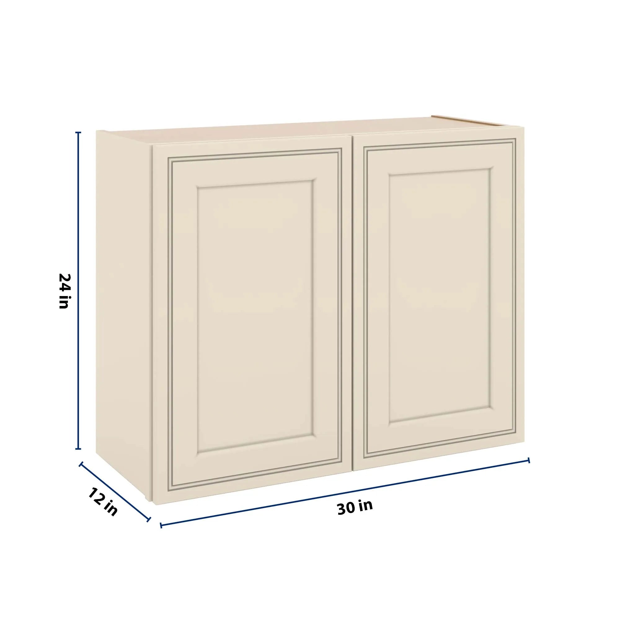 J&K Pearl Glazed H9 Double Door Wall Cabinet - 30" W x 24" H