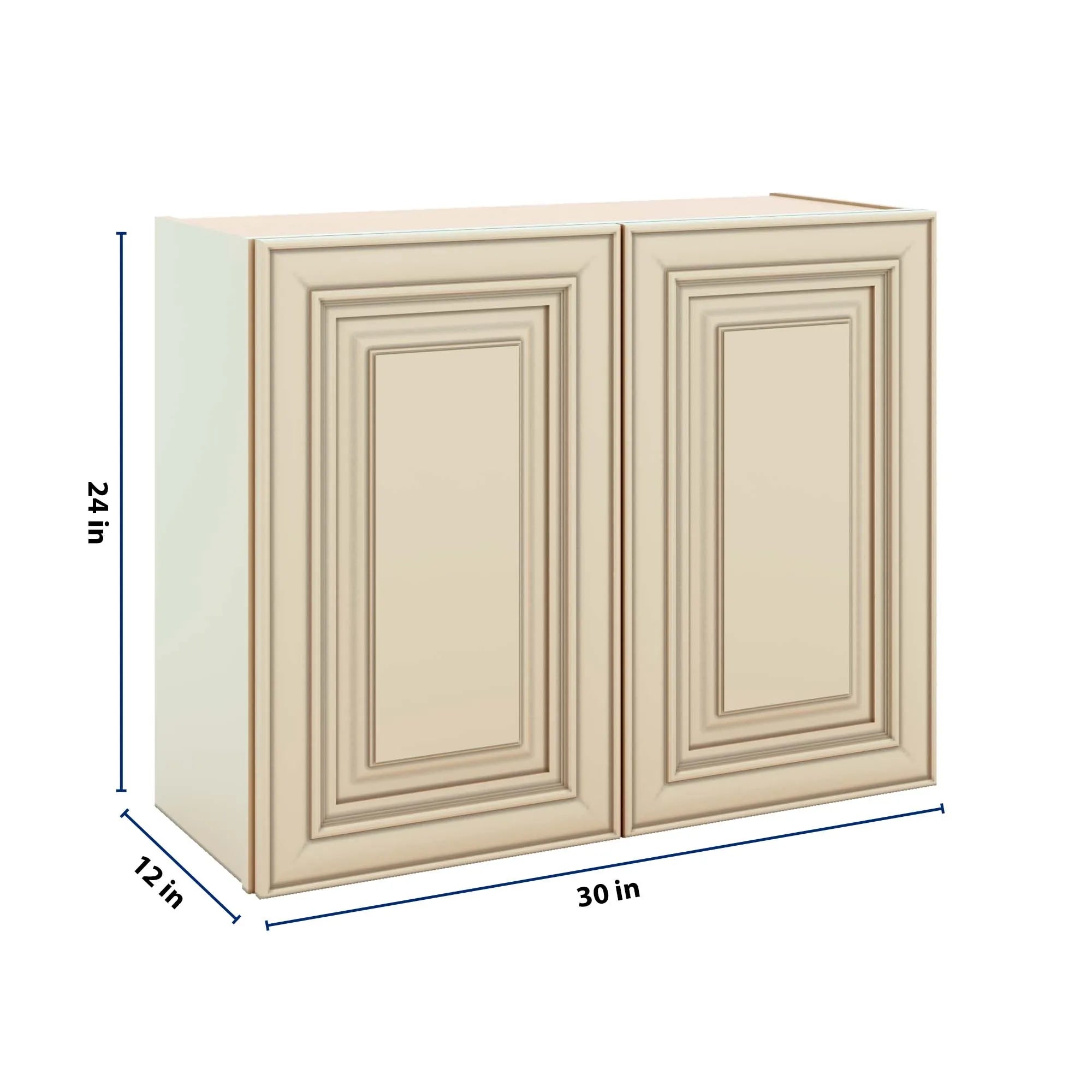 J&K Creme Glazed A7 Double Door Wall Cabinet - 30" W x 24" H