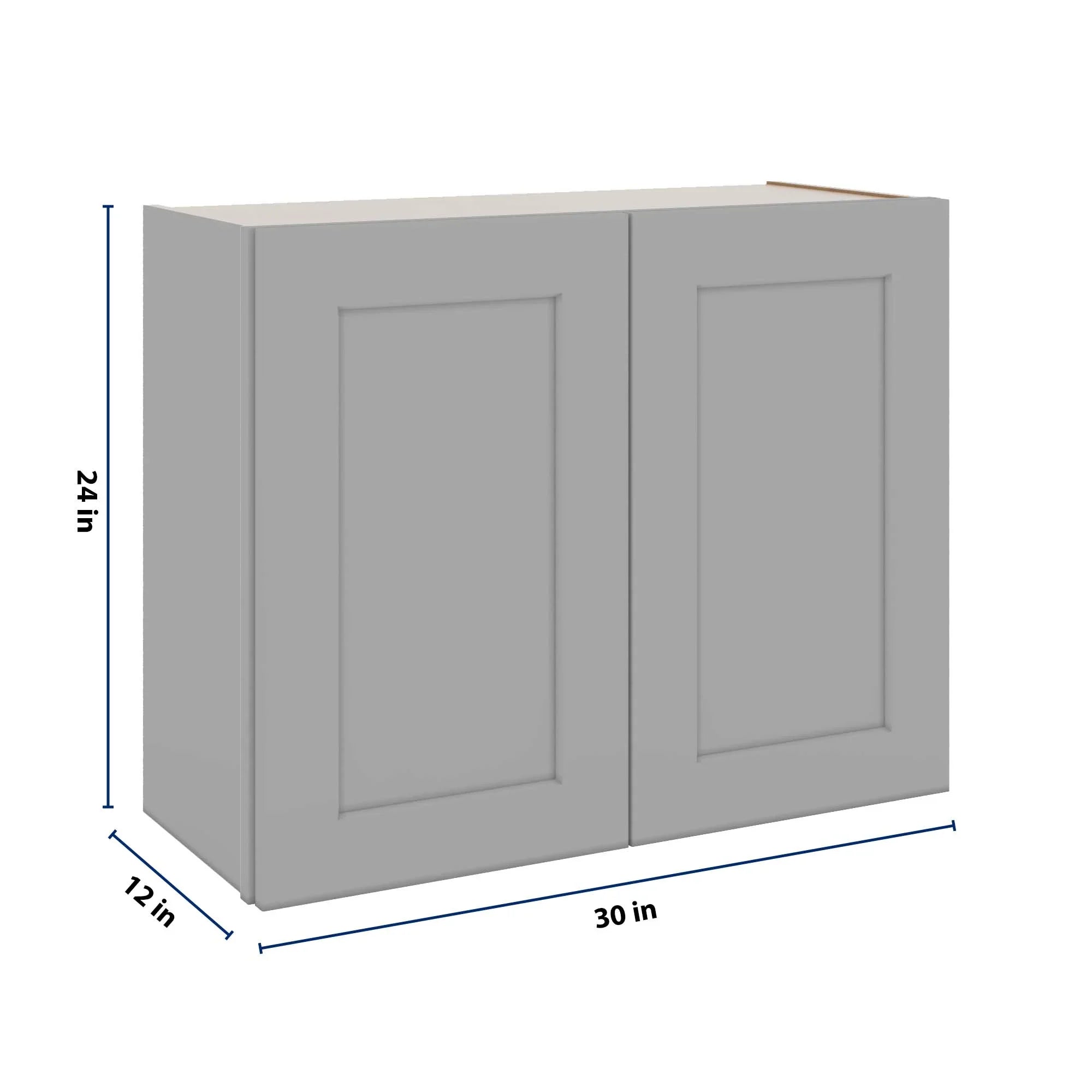 J&K Castle Grey S5 Double Door Wall Cabinet - 30" W x 24" H