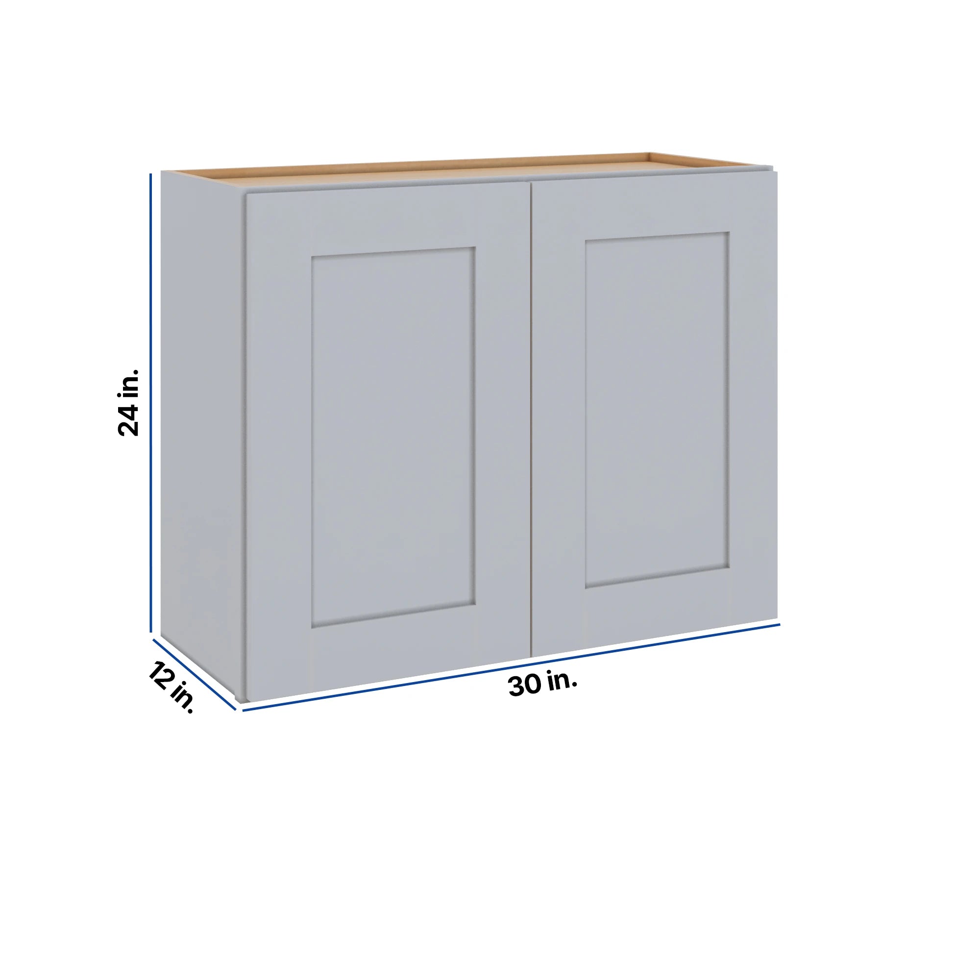 Modernform Cabinet Grey Shaker 30" W X 24" H X 12" D Double Door Wall Cabinet