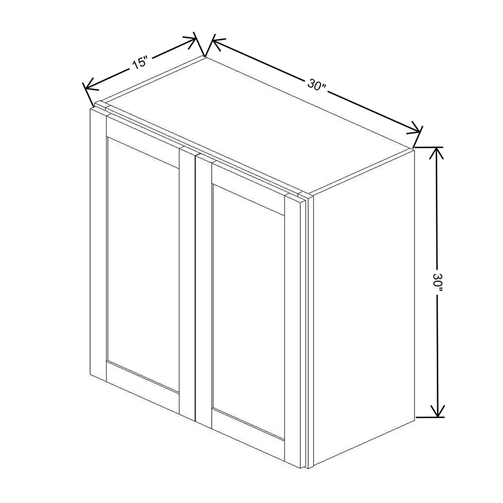 Kitchen Cabinet Distributors Essential White Double Door Wall Cabinet - 30" W x 30" H x 15" D