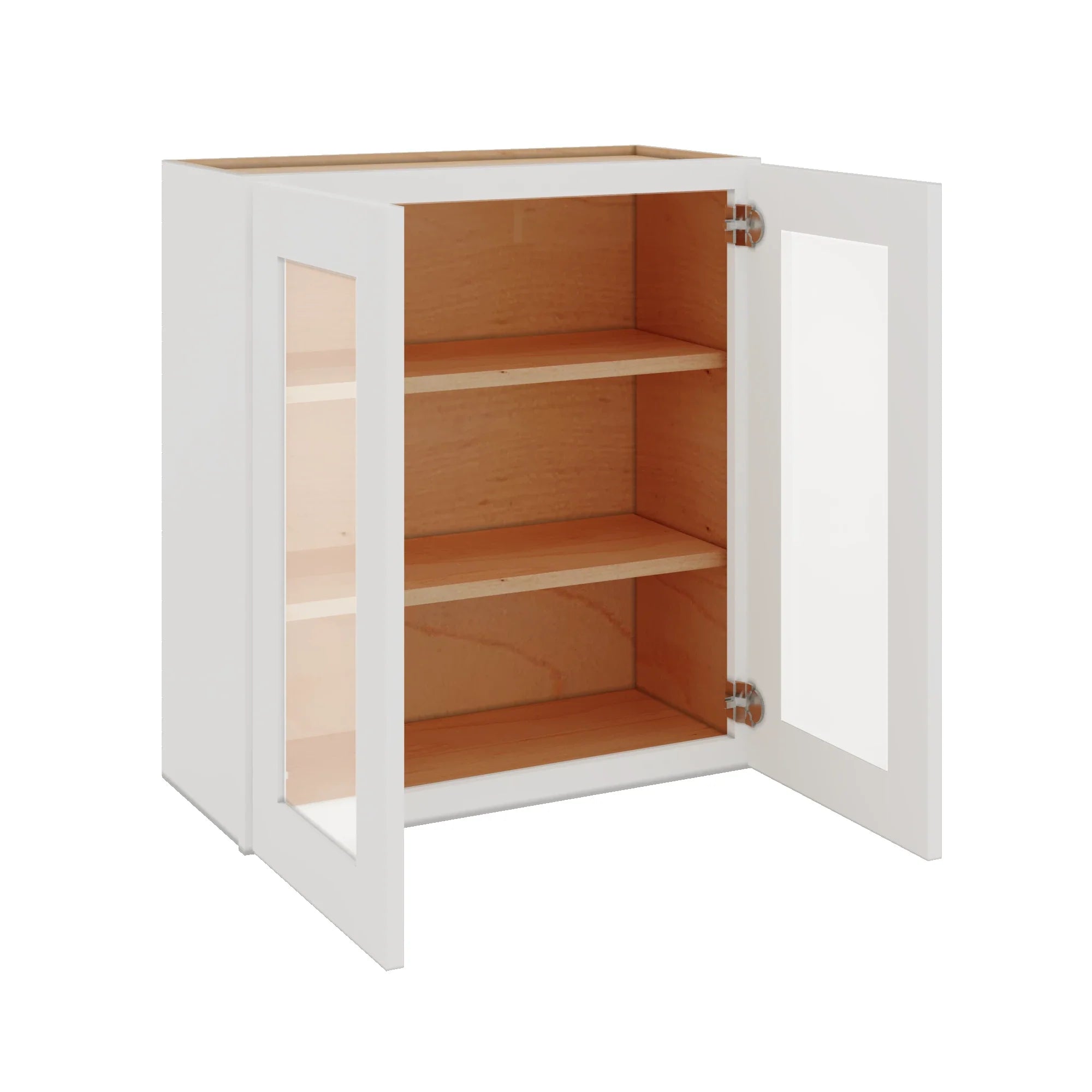 Modernform Cabinet White Shaker 30" W X 30" H X 12" D Double Glass Door Wall Cabinet