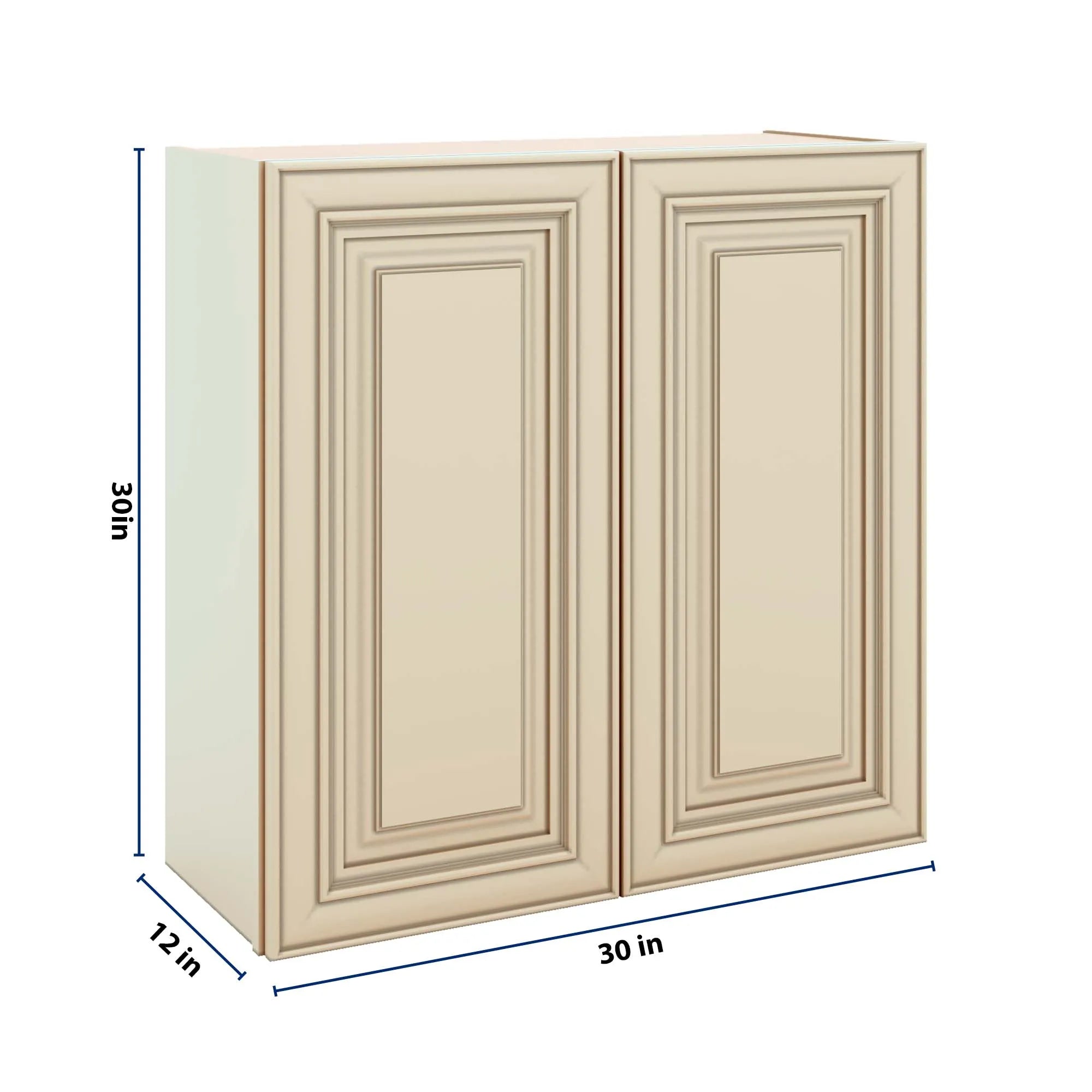 J&K Creme Glazed A7 Double Door Wall Cabinet - 30" W x 30" H