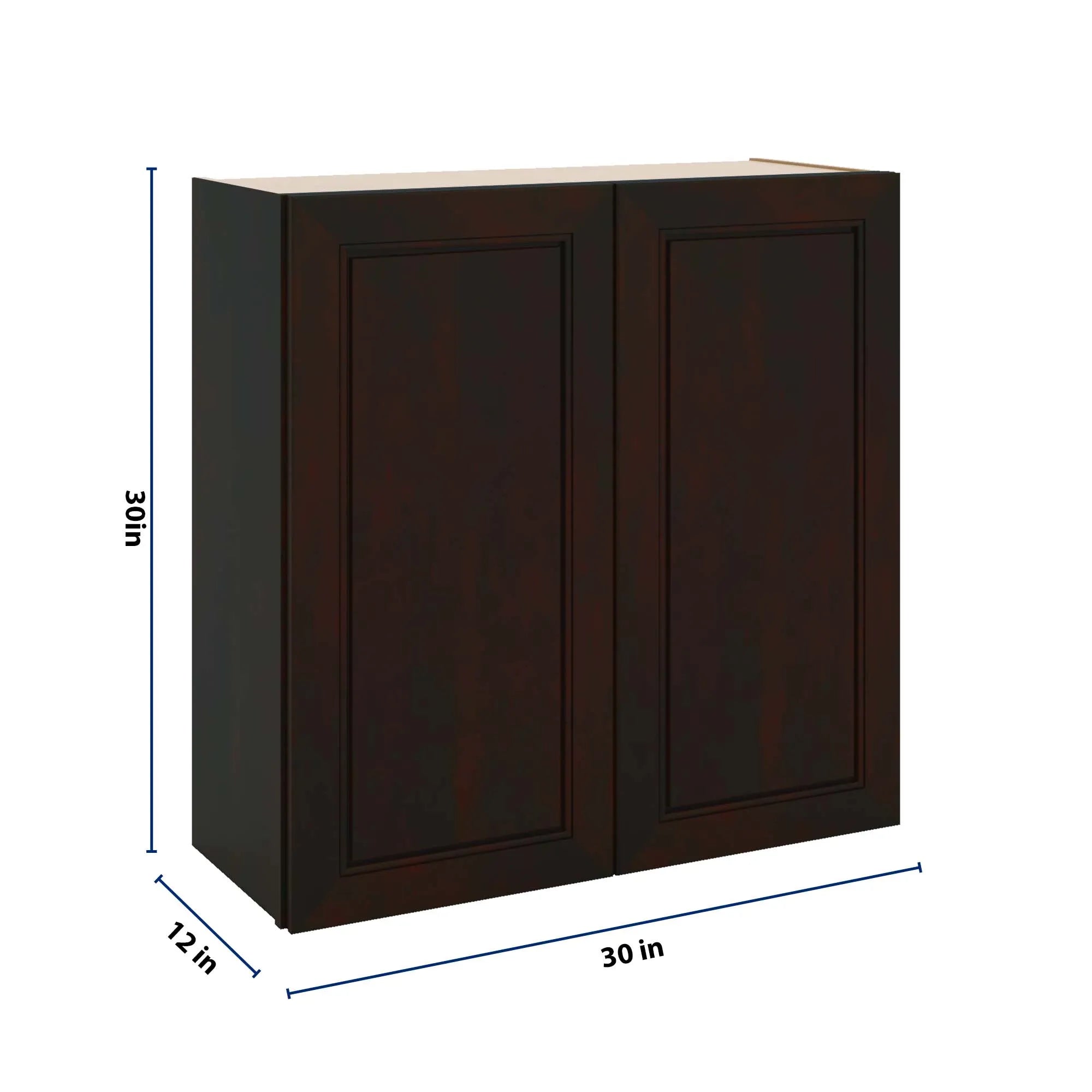 J&K Espresso K8 Double Door Wall Cabinet - 30" W x 30" H