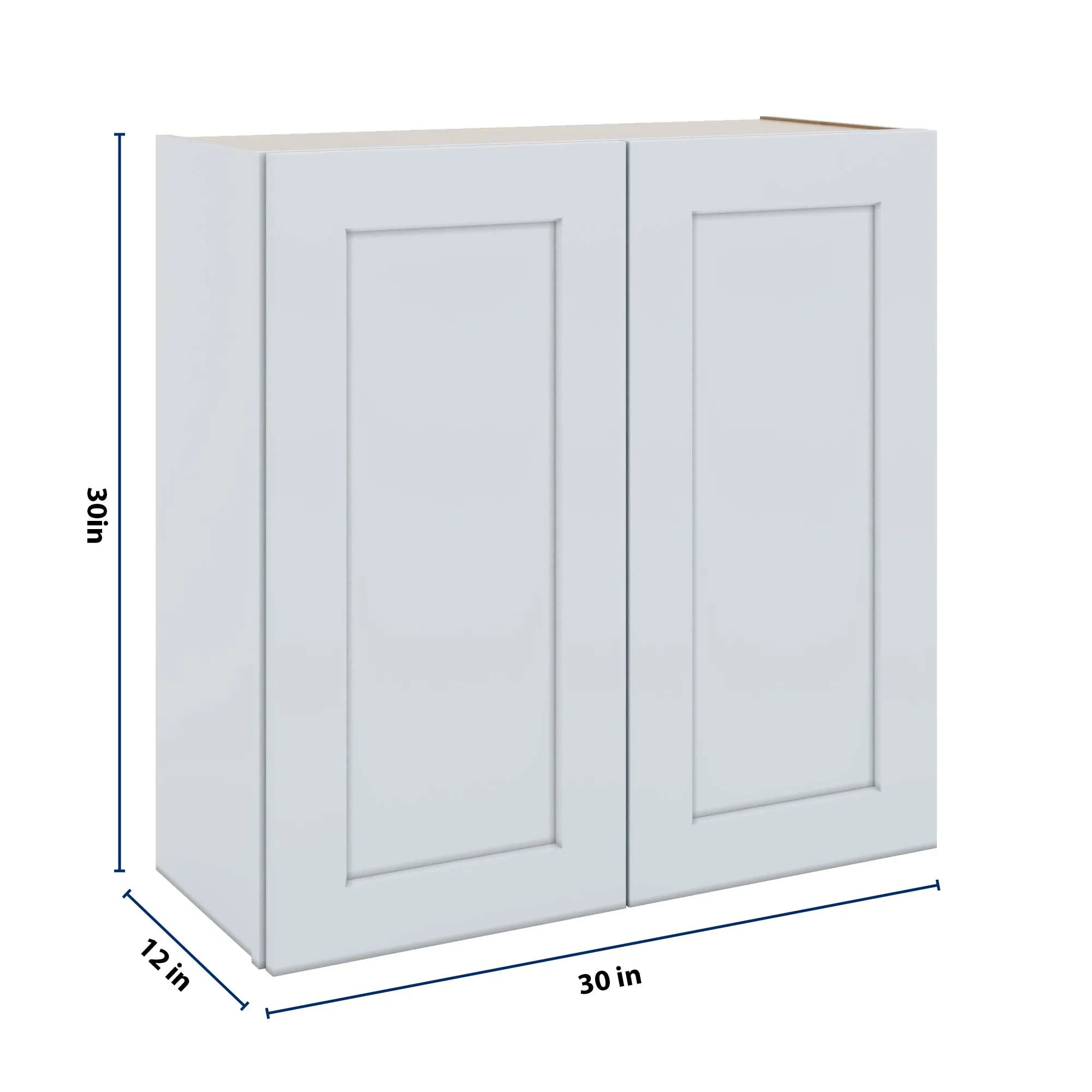 J&K White Shaker S8 Double Door Wall Cabinet - 30" W x 30" H