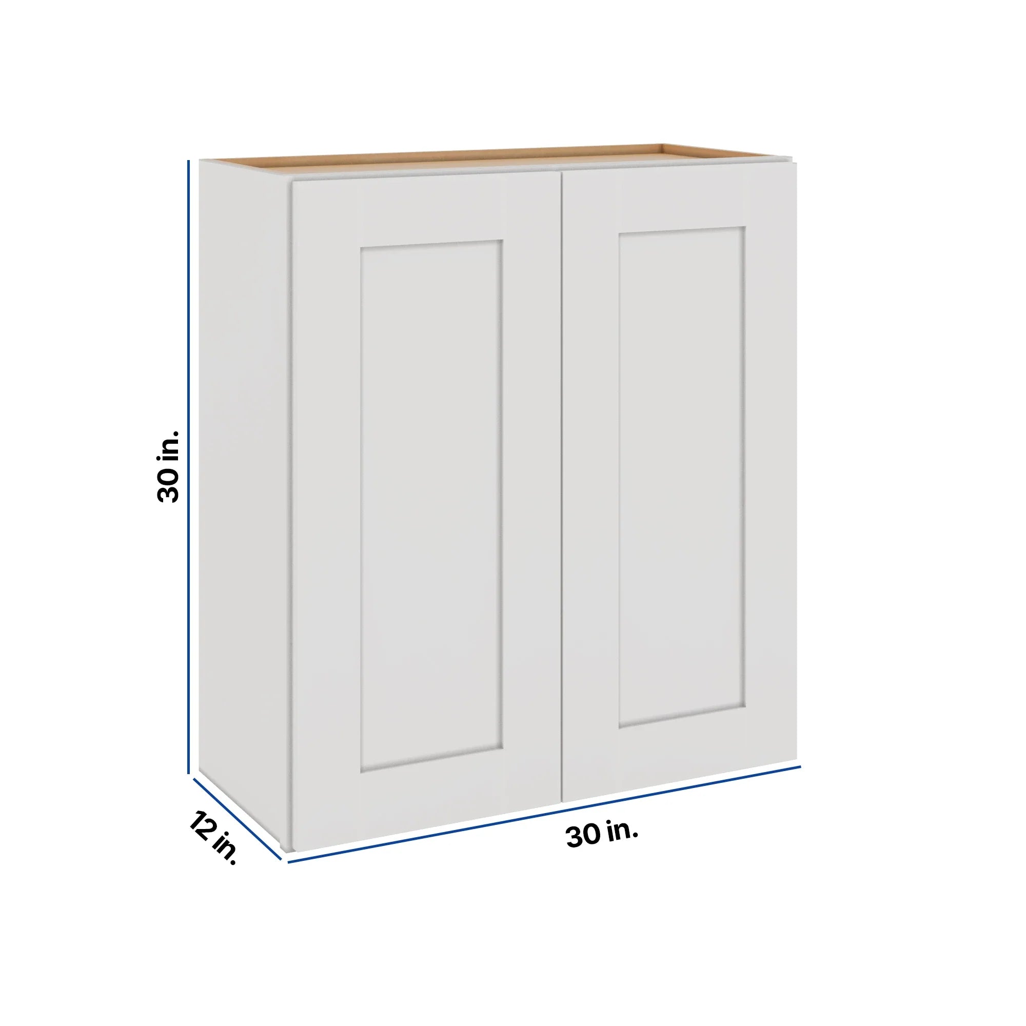 Modernform Cabinet White Shaker 30" W X 30" H X 12" D Double Door Wall Cabinet