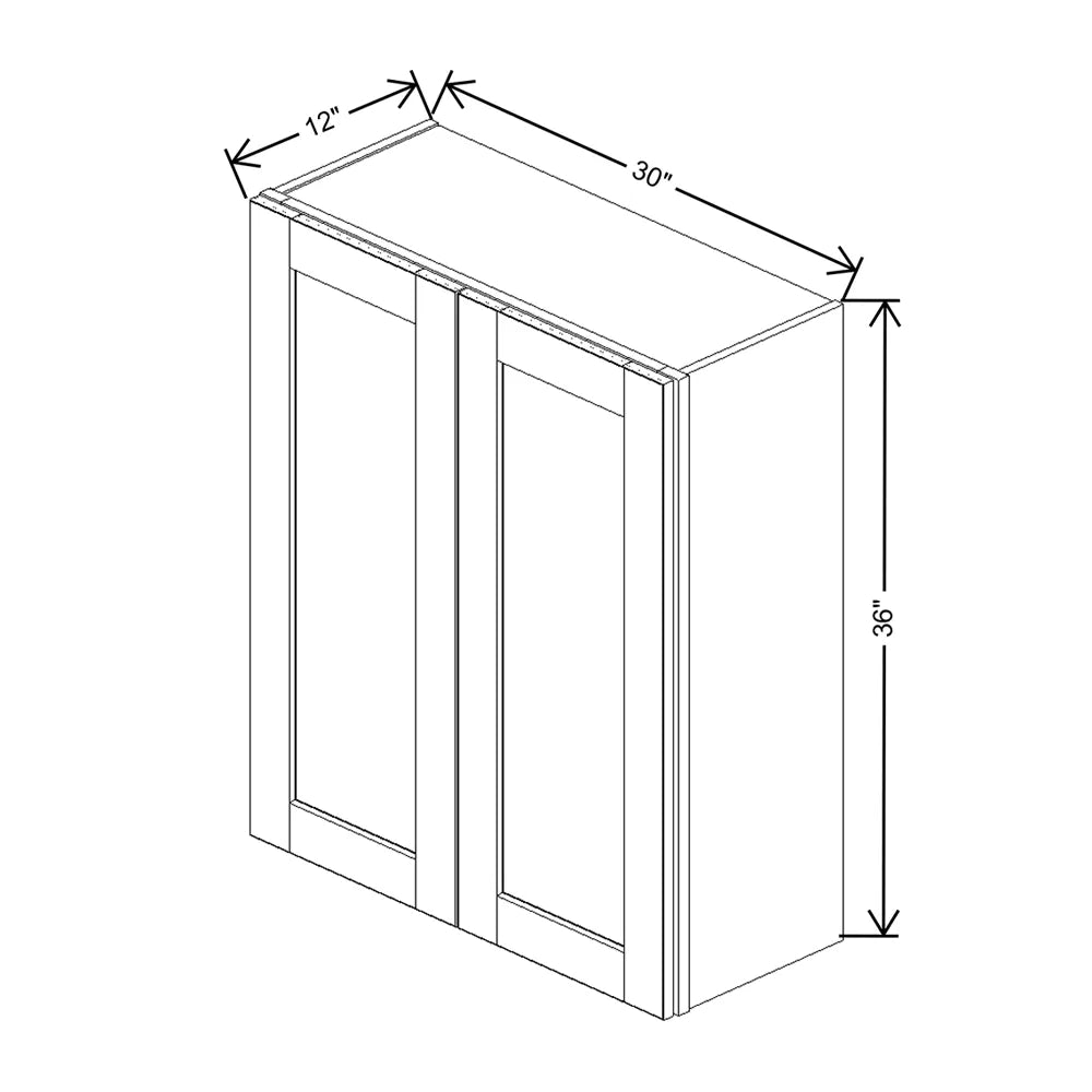 J&K Mocha Glazed K10 Double Door Wall Cabinet - 30" W x 36" H