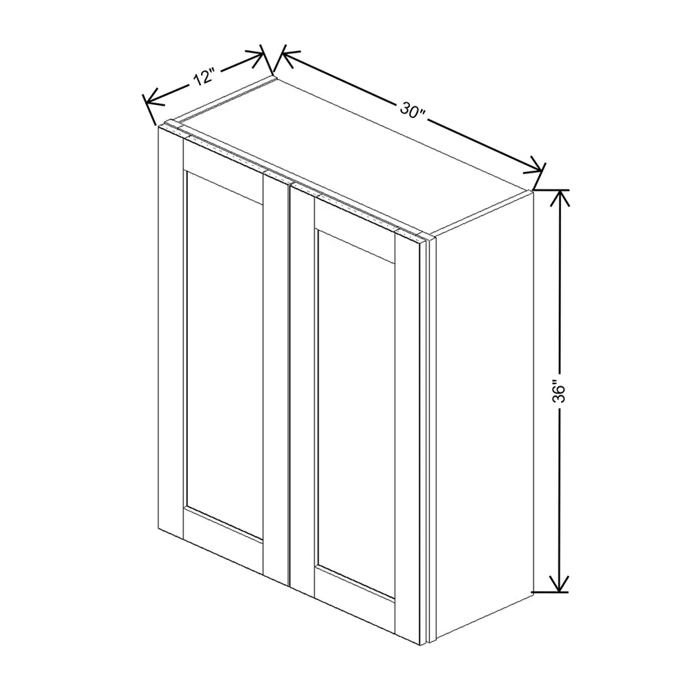 J&K Dove E1 Double Door Wall Cabinet - 30" W x 36" H