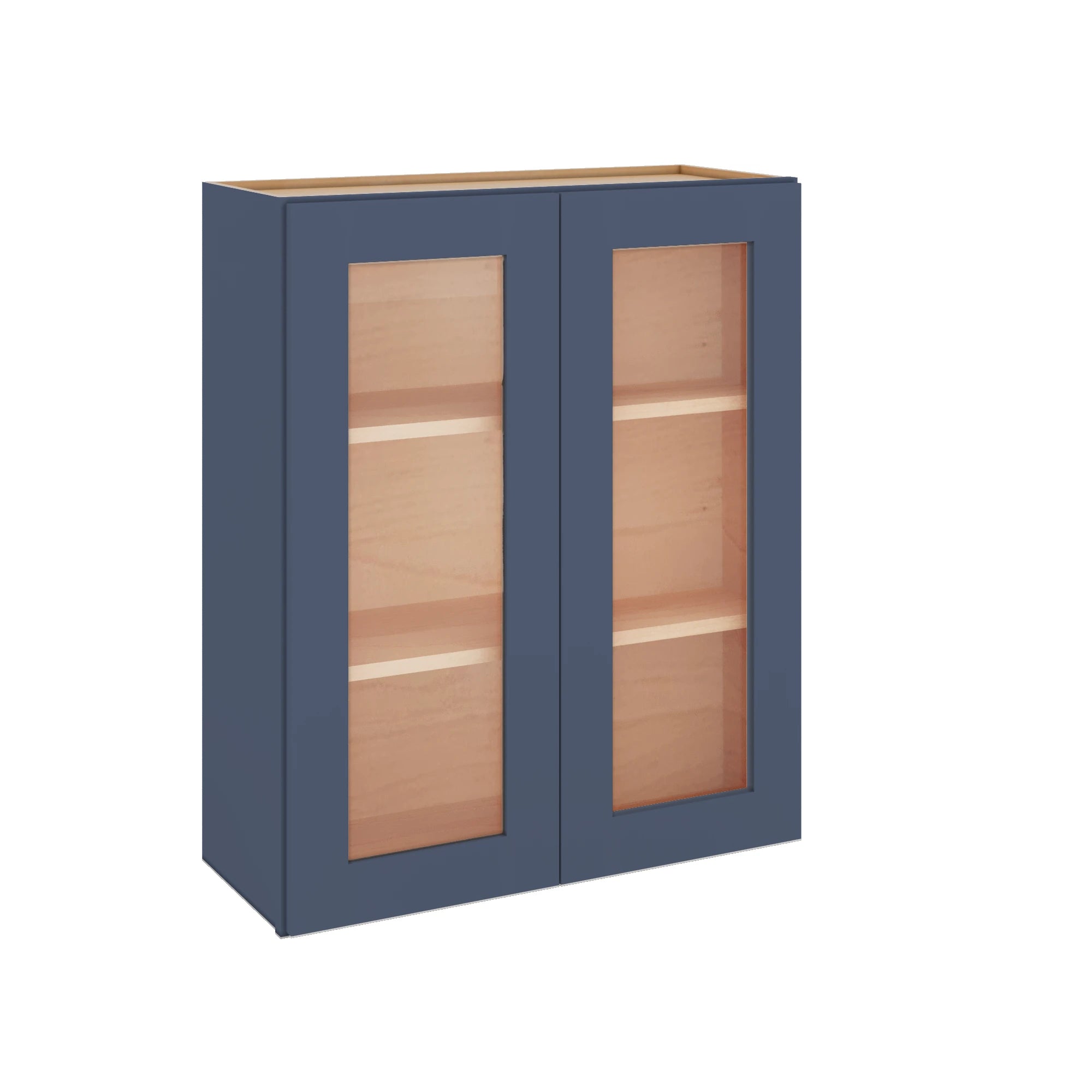 Modernform Cabinet Signature Blue 30" W X 36" H X 12" D Double Glass Door Wall Cabinet