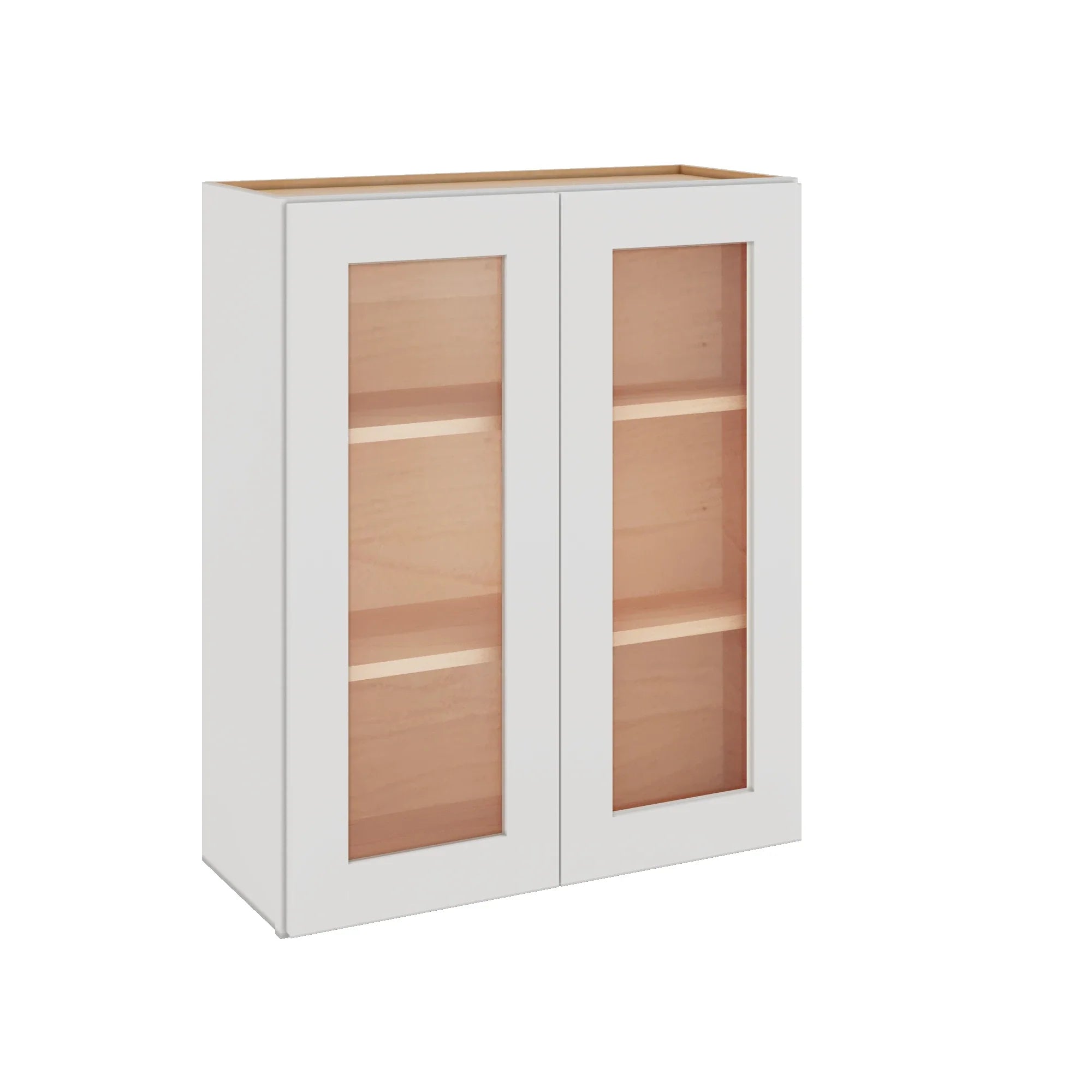 Modernform Cabinet White Shaker 30" W X 36" H X 12" D Double Glass Door Wall Cabinet