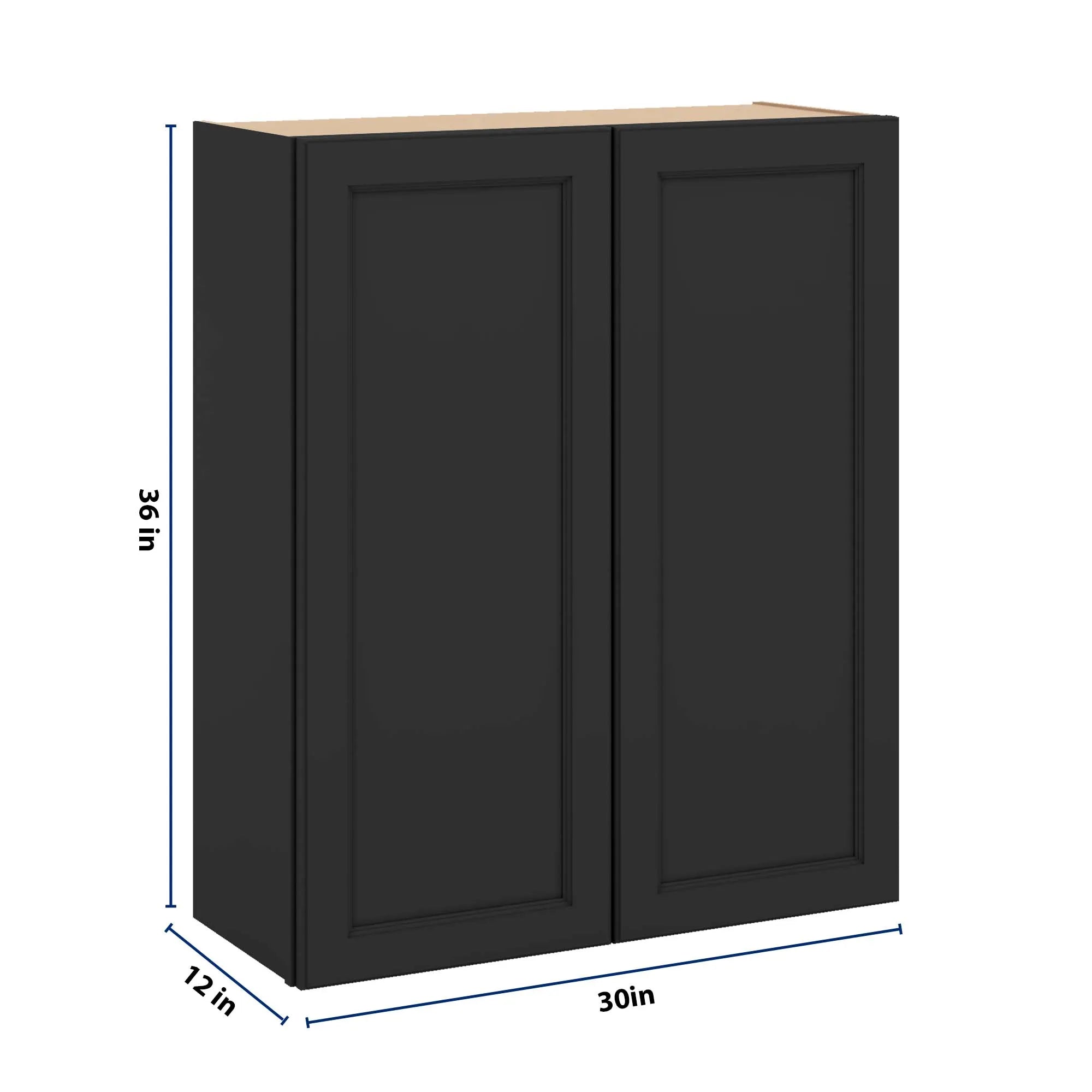 J&K Charcoal E2 Double Door Wall Cabinet - 30" W x 36" H