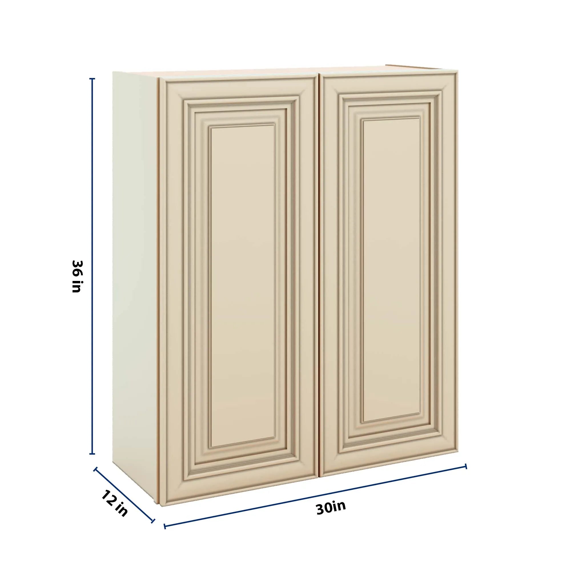 J&K Creme Glazed A7 Double Door Wall Cabinet - 30" W x 36" H