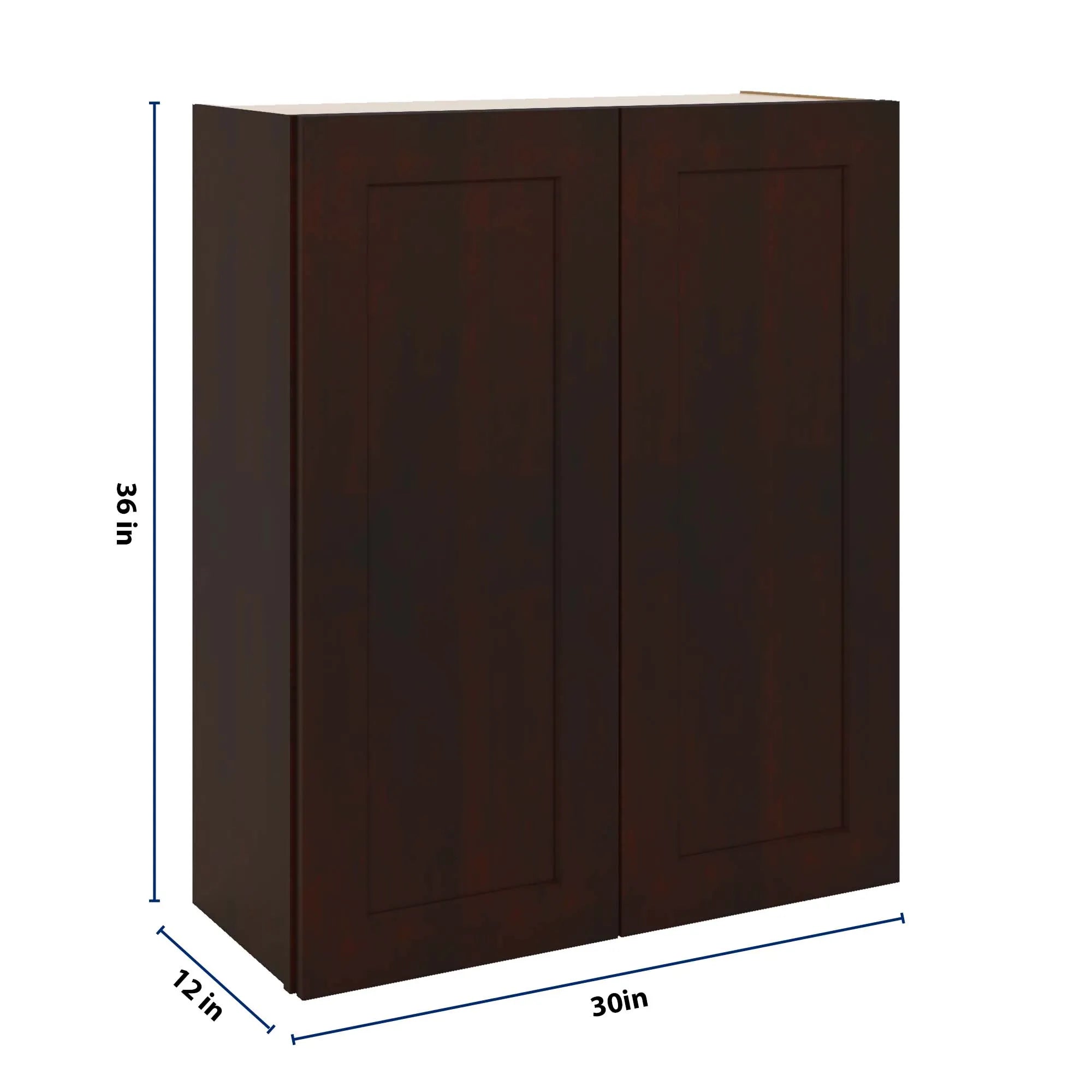 J&K Java Coffee S1 Double Door Wall Cabinet - 30" W x 36" H