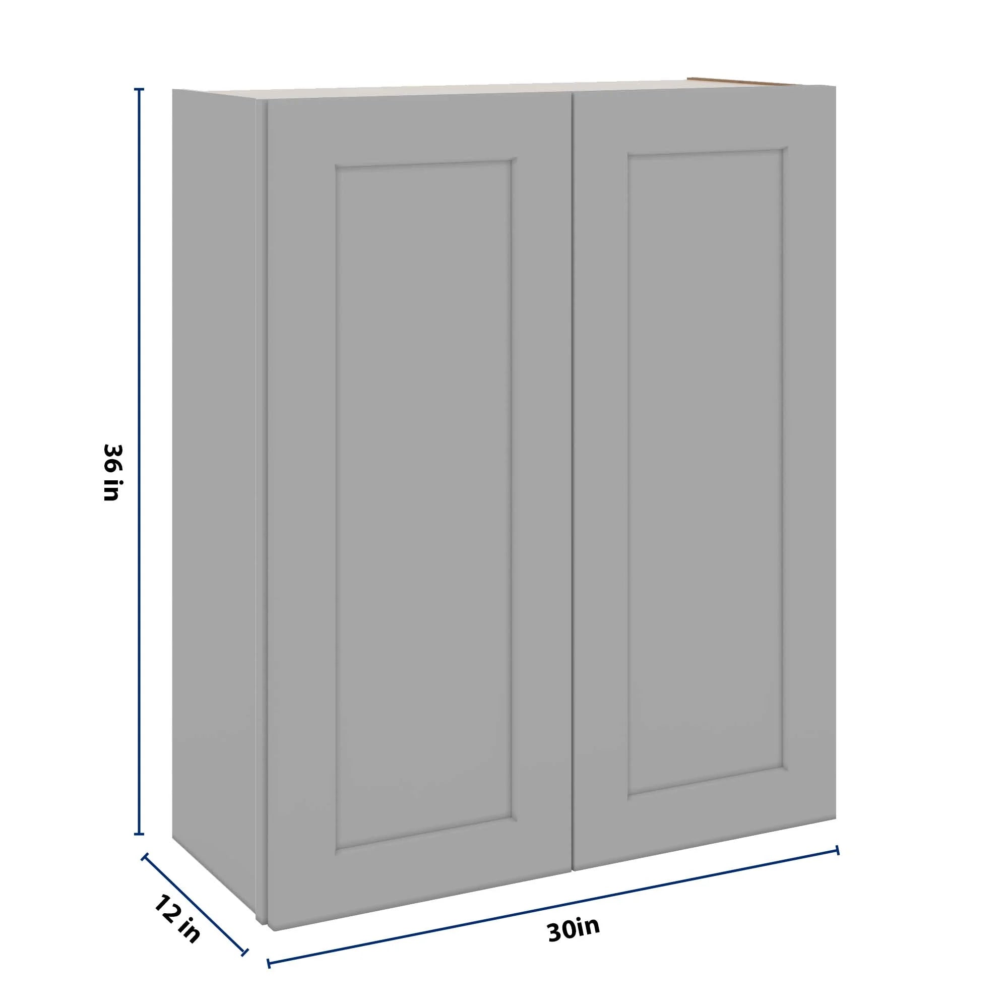 J&K Castle Grey S5 Double Door Wall Cabinet - 30" W x 36" H