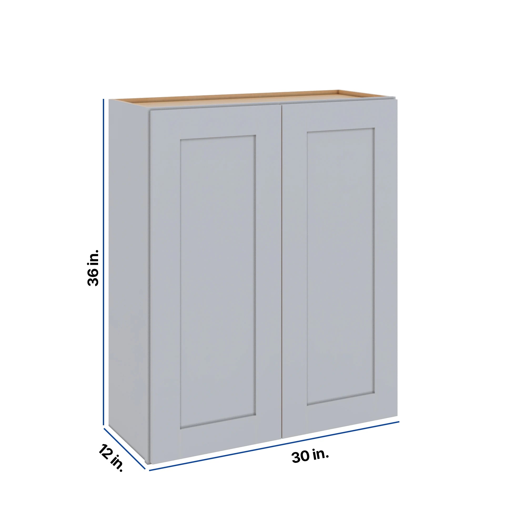 Modernform Cabinet Grey Shaker 30" W X 36" H X 12" D Double Door Wall Cabinet