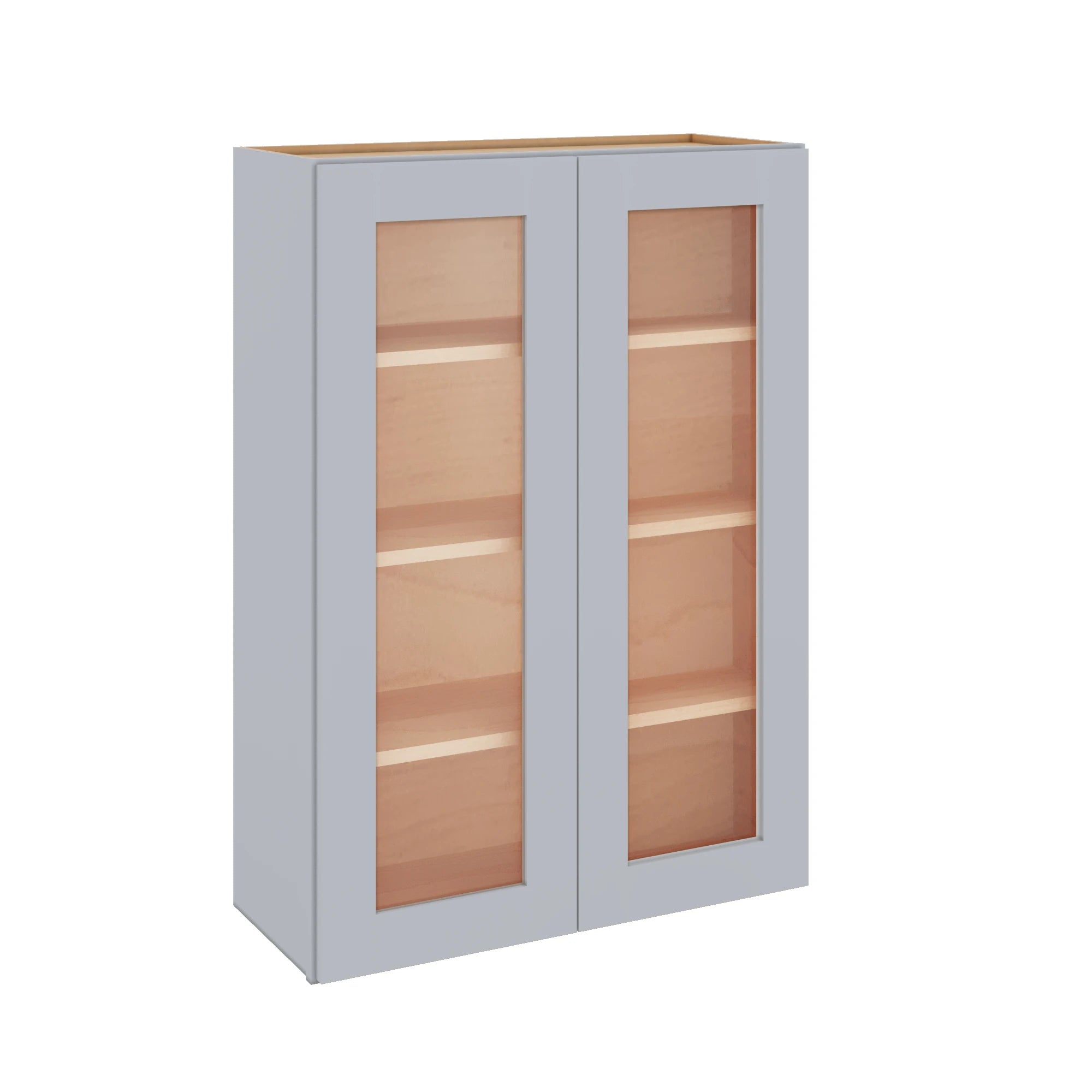 Modernform Cabinet Grey Shaker 30" W X 42" H X 12" D Double Glass Door Wall Cabinet