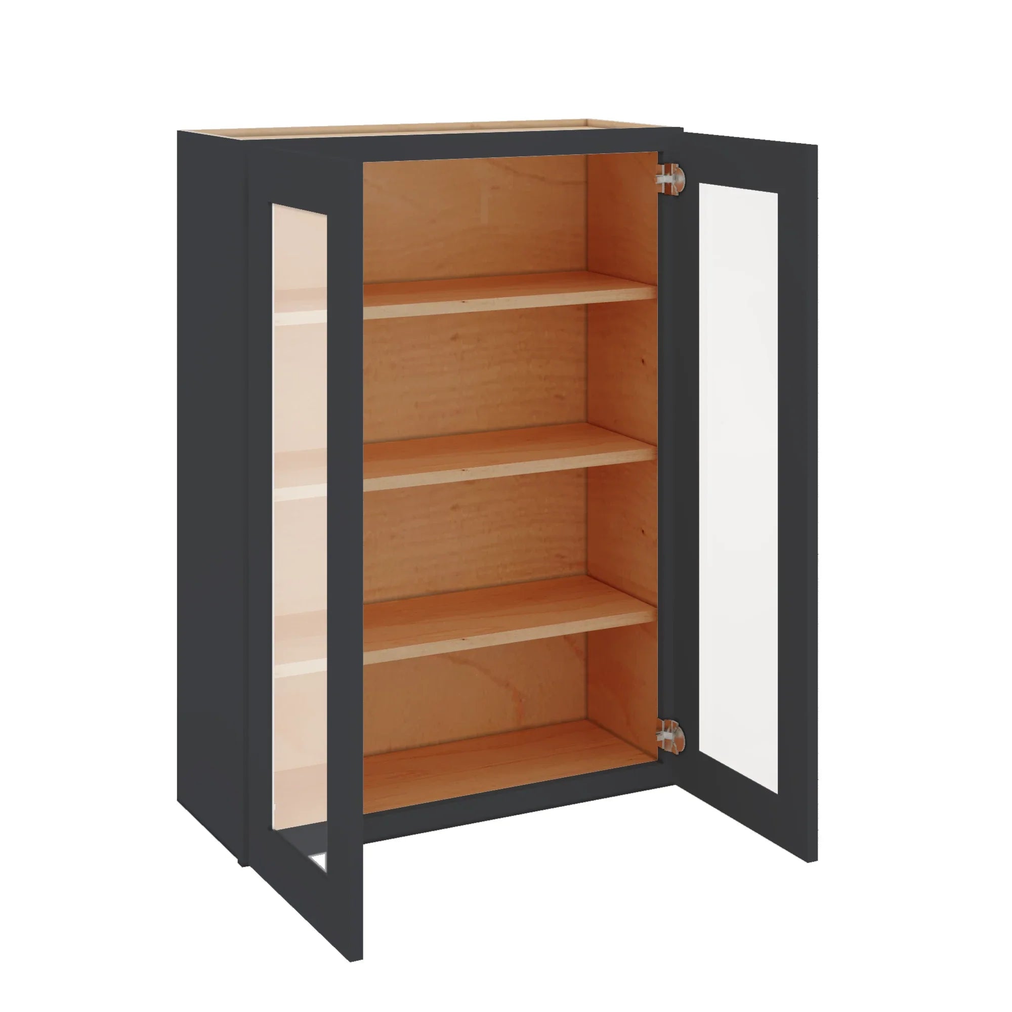 Modernform Cabinet Onyx Black Shaker 30" W X 42" H X 12" D Double Glass Door Wall Cabinet