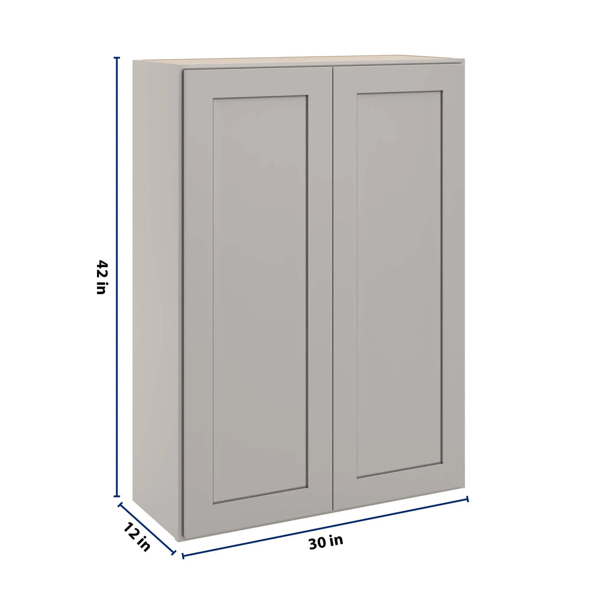 cnc luxor misty grey 30 w x 42 h double door wall cabinet