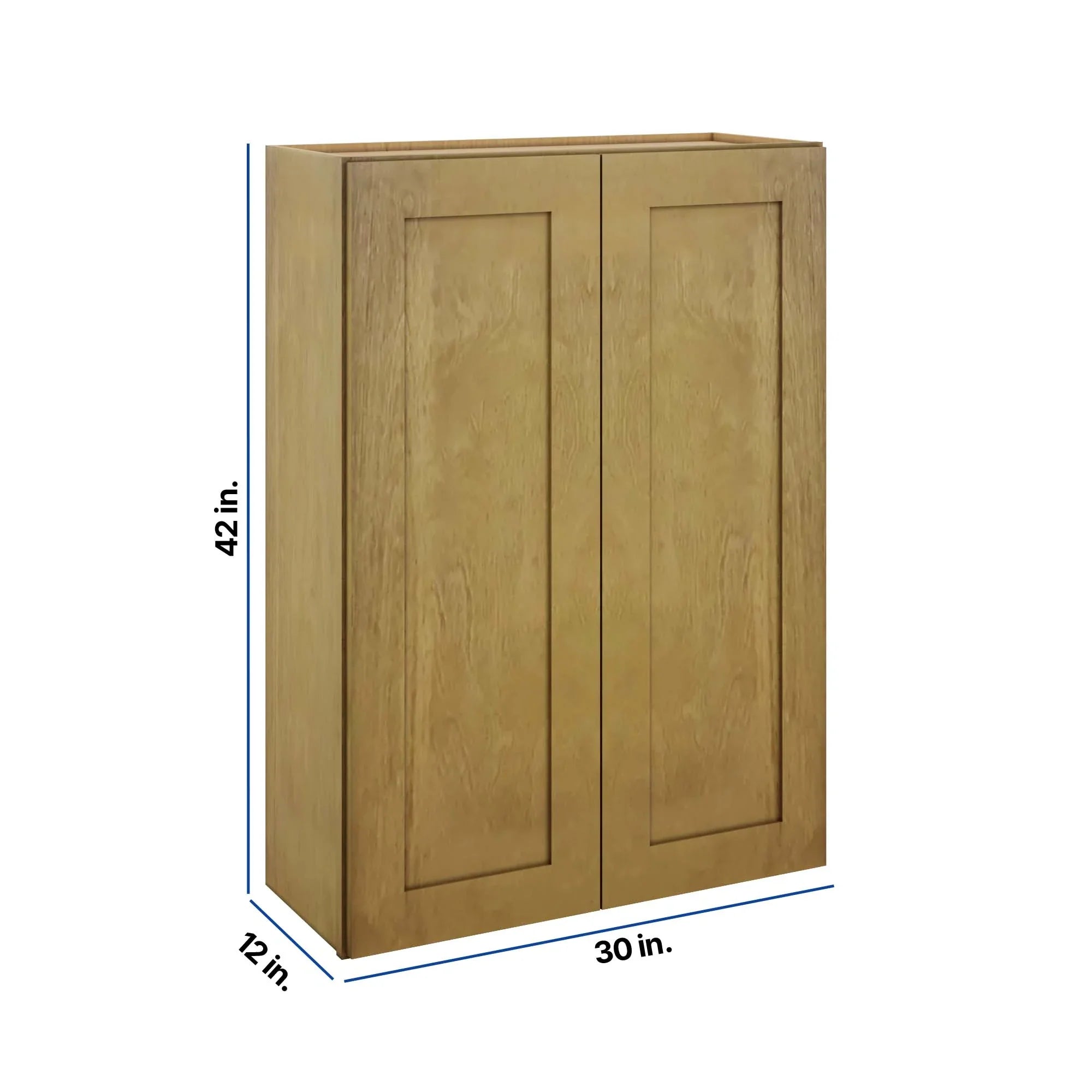 Modernform Cabinet Natural Shaker 30" W X 42" H X 12" D Double Door Wall Cabinet