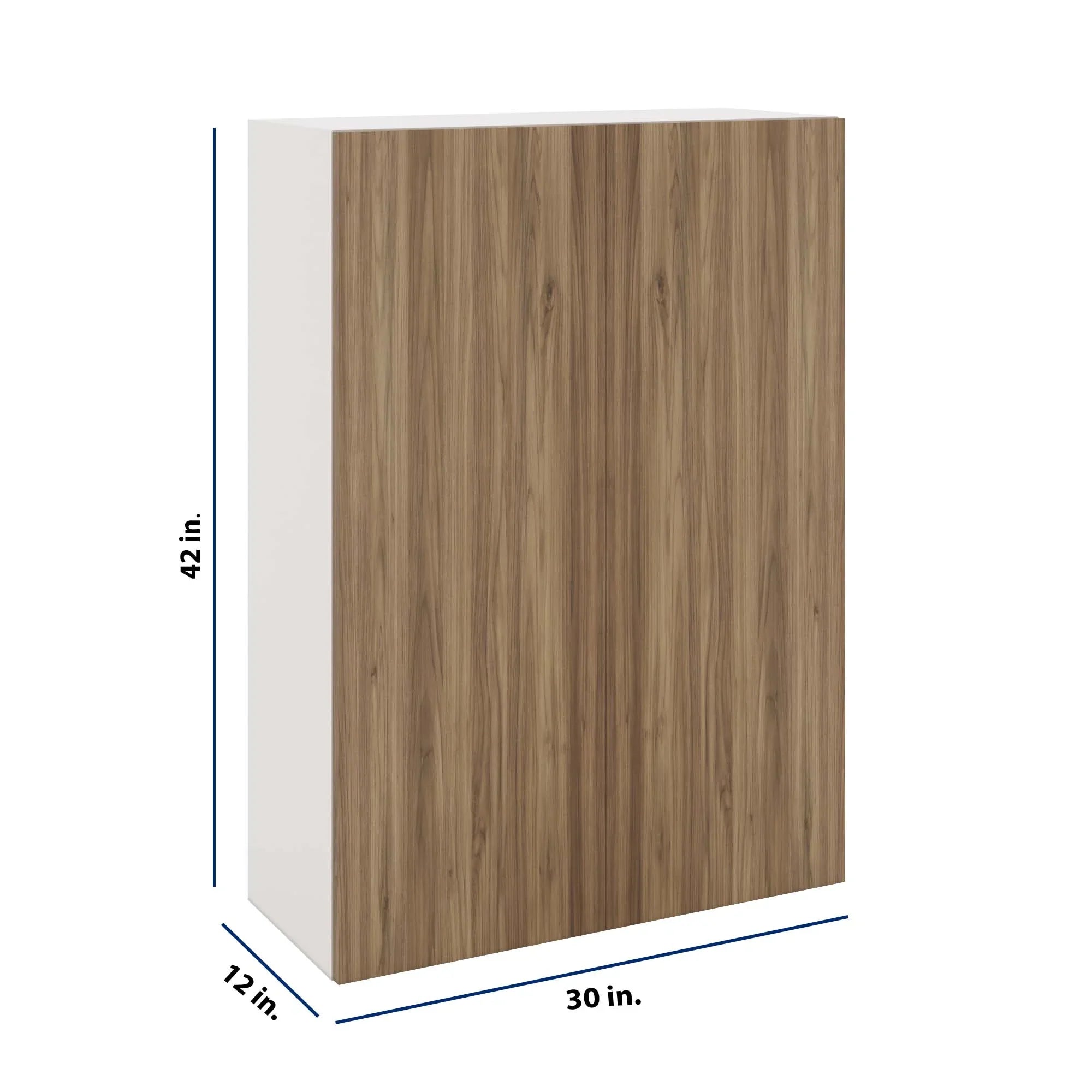 Modernform Cabinet Walnut 30" W X 42" H X 12" D Double Door Wall Cabinet