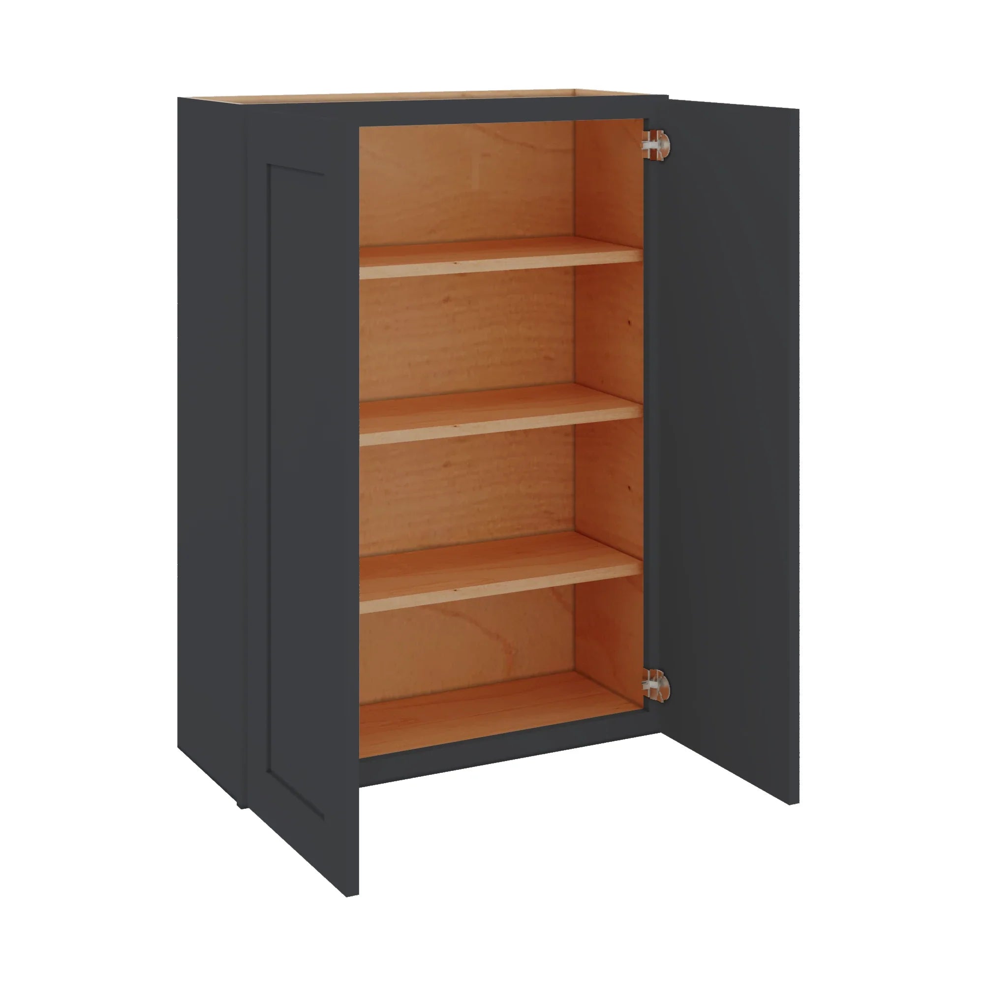 Modernform Cabinet Onyx Black Shaker 30" W X 42" H X 12" D Double Door Wall Cabinet