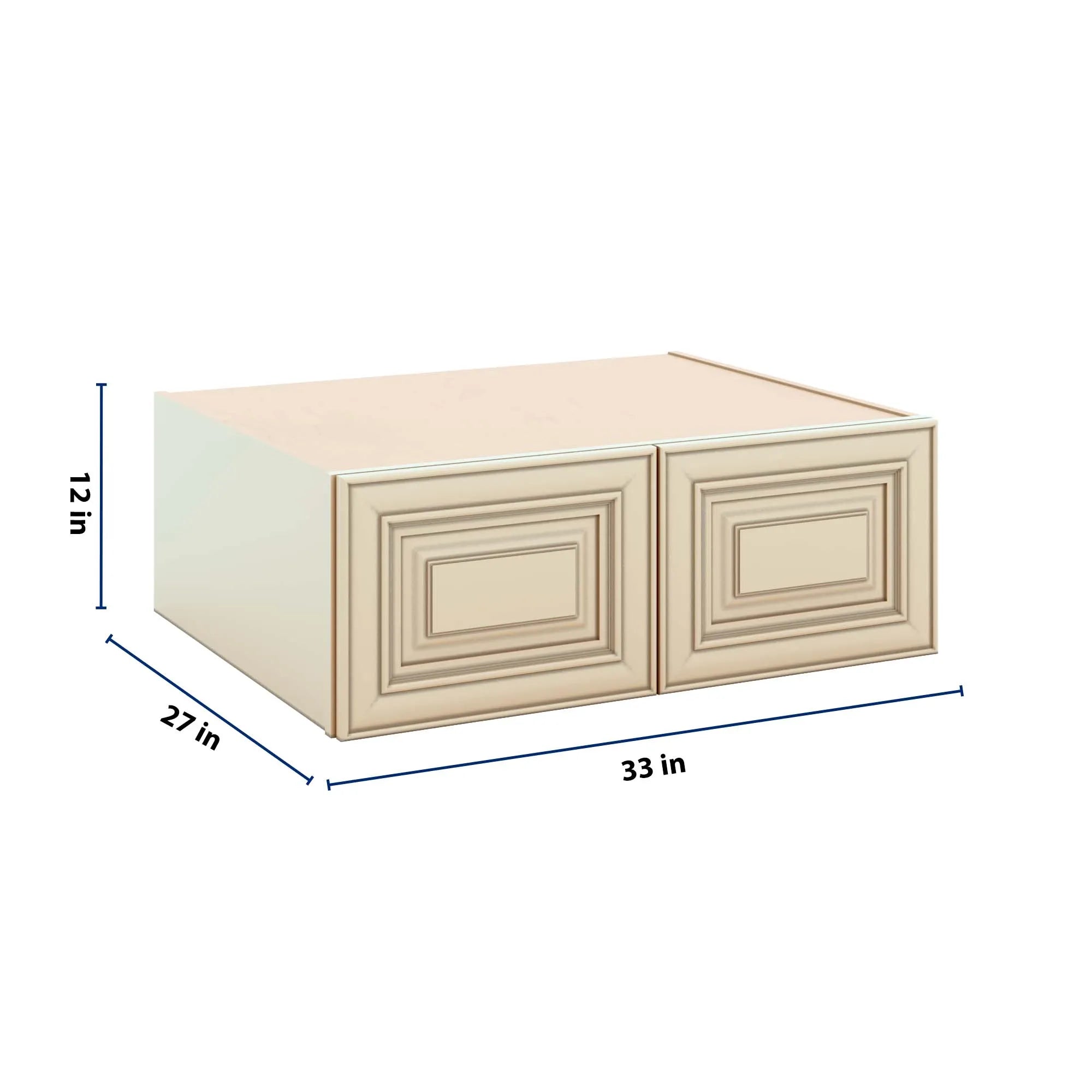 J&K Creme Glazed A7 Refrigerator Wall Cabinet - 33" W x 12" H x 27" D