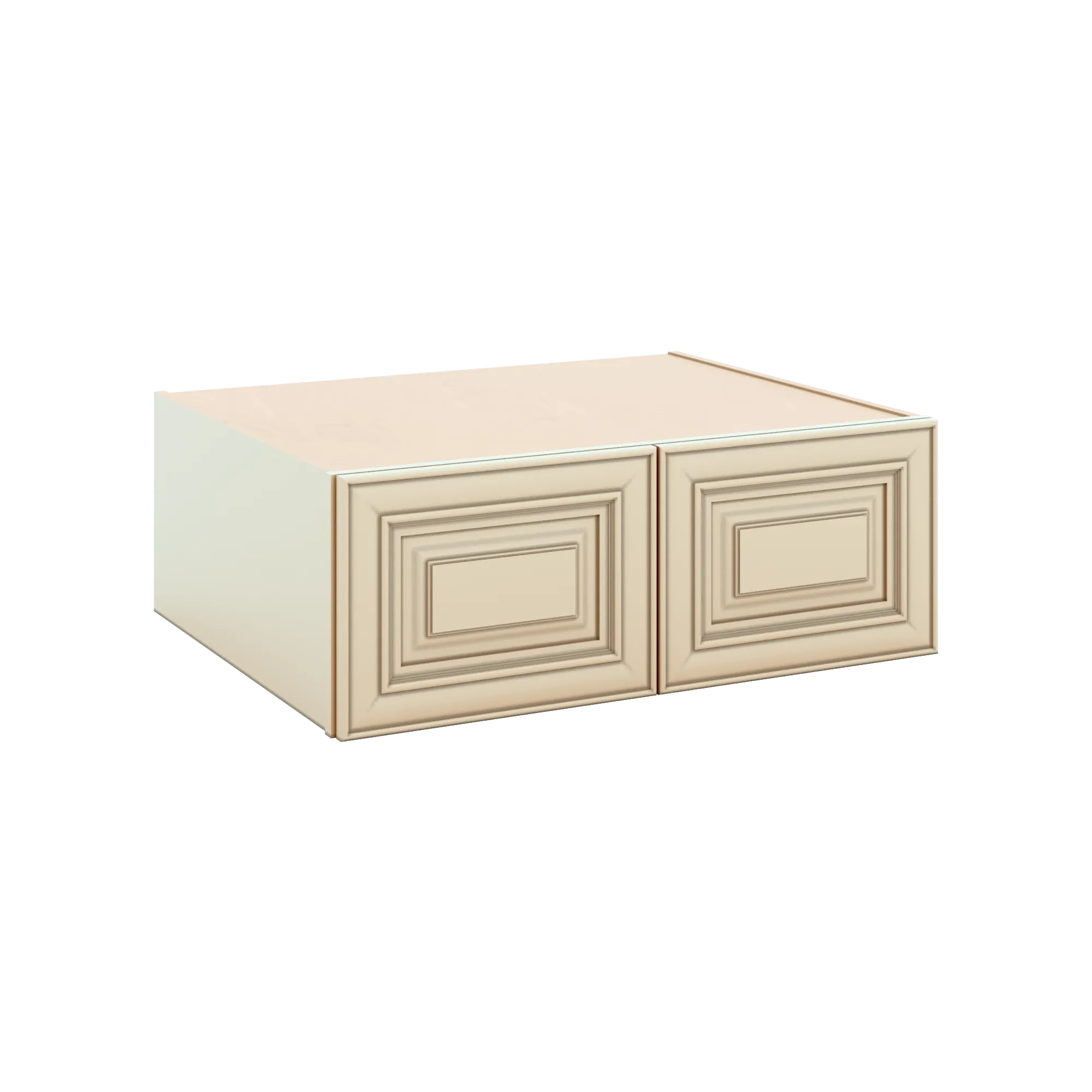 J&K Creme Glazed A7 Refrigerator Wall Cabinet - 33" W x 12" H x 27" D