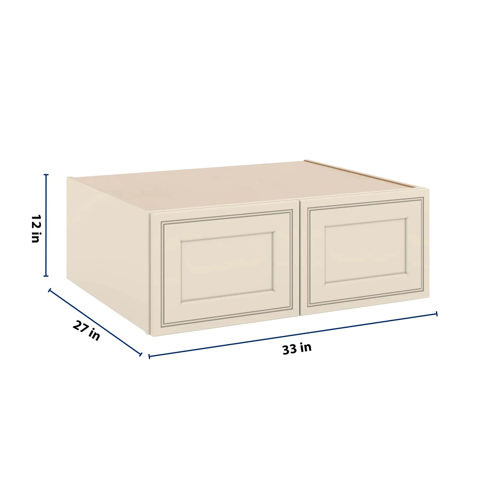 J&K Pearl Glazed H9 Refrigerator Wall Cabinet - 33" W x 12" H x 27" D