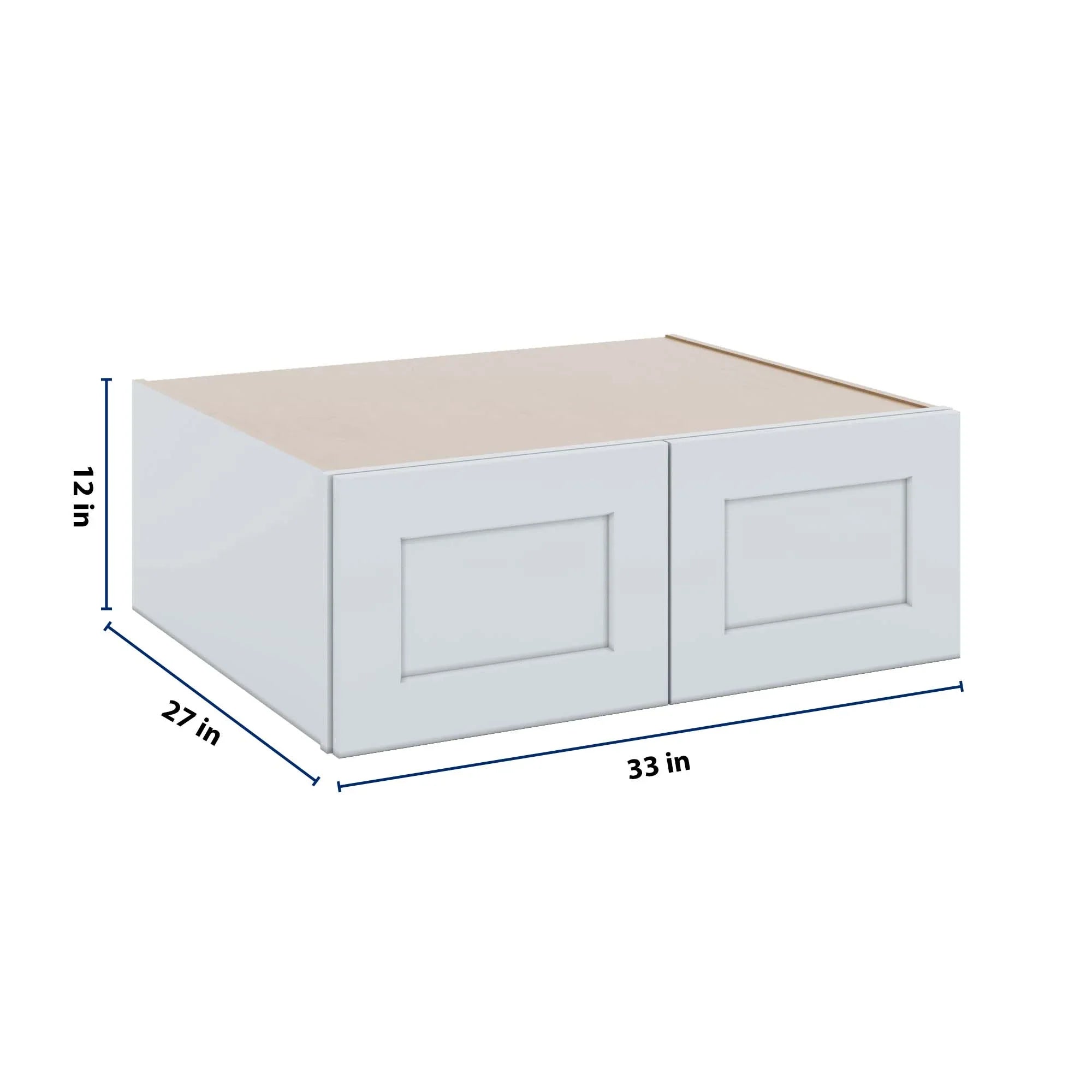 J&K White Shaker S8 Refrigerator Wall Cabinet - 33" W x 12" H x 27" D
