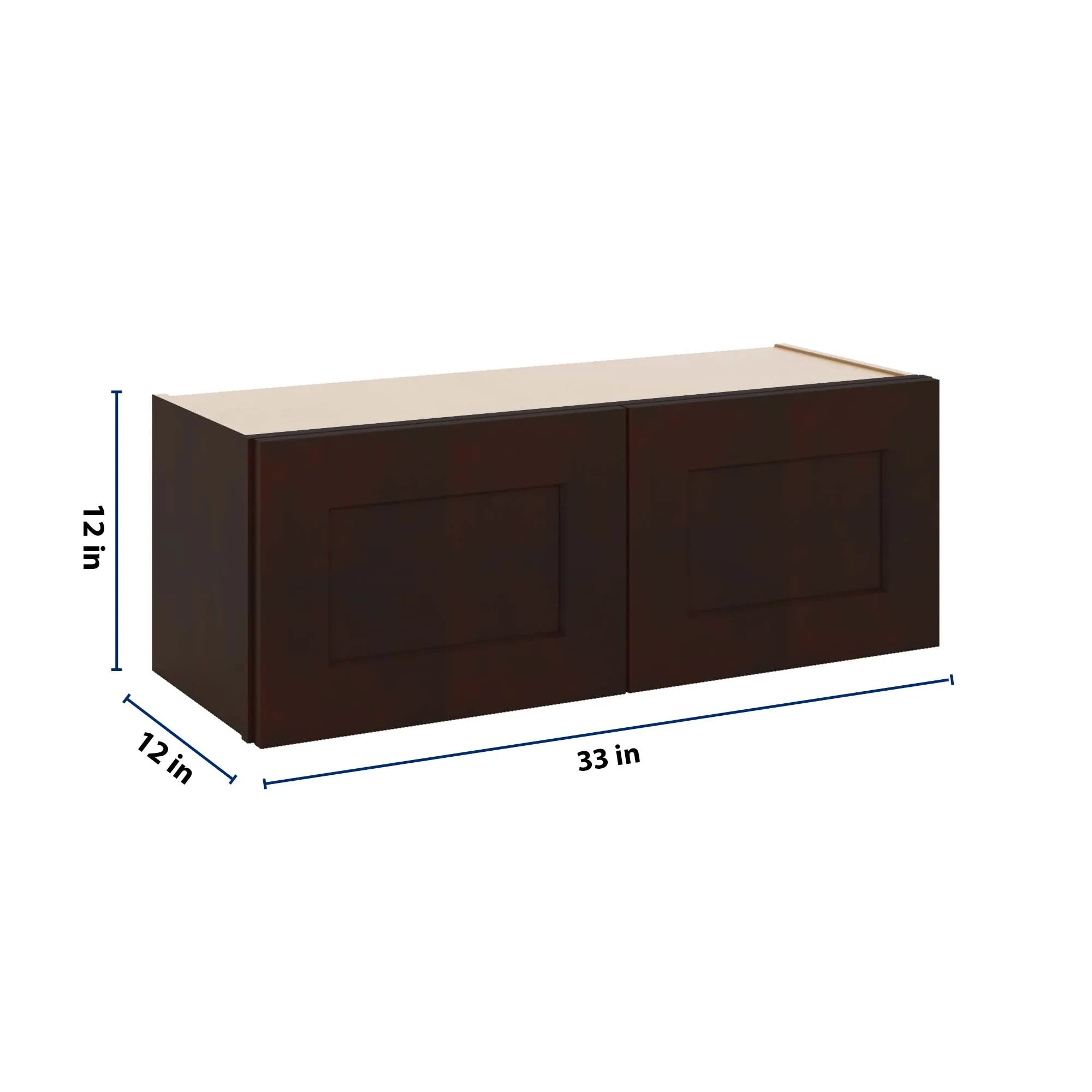 J&K Java Coffee S1 Double Door Wall Cabinet - 33" W x 12" H
