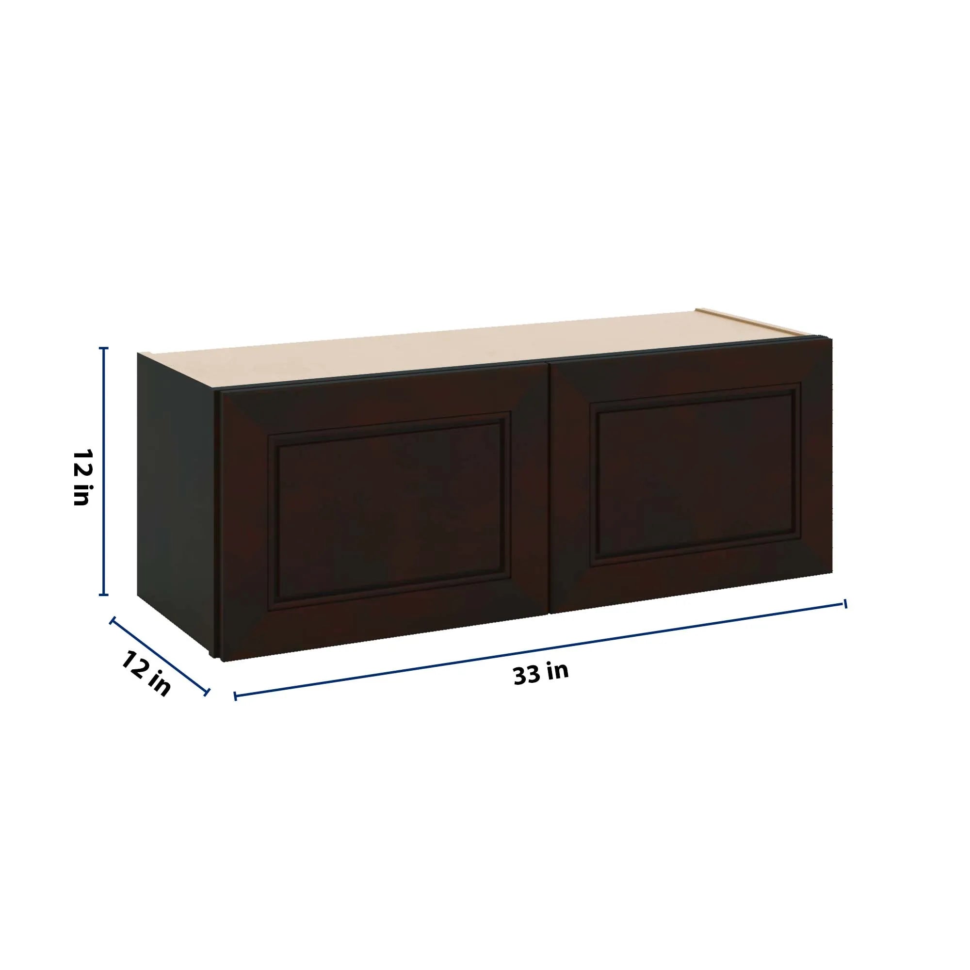 J&K Espresso K8 Double Door Wall Cabinet - 33" W x 12" H