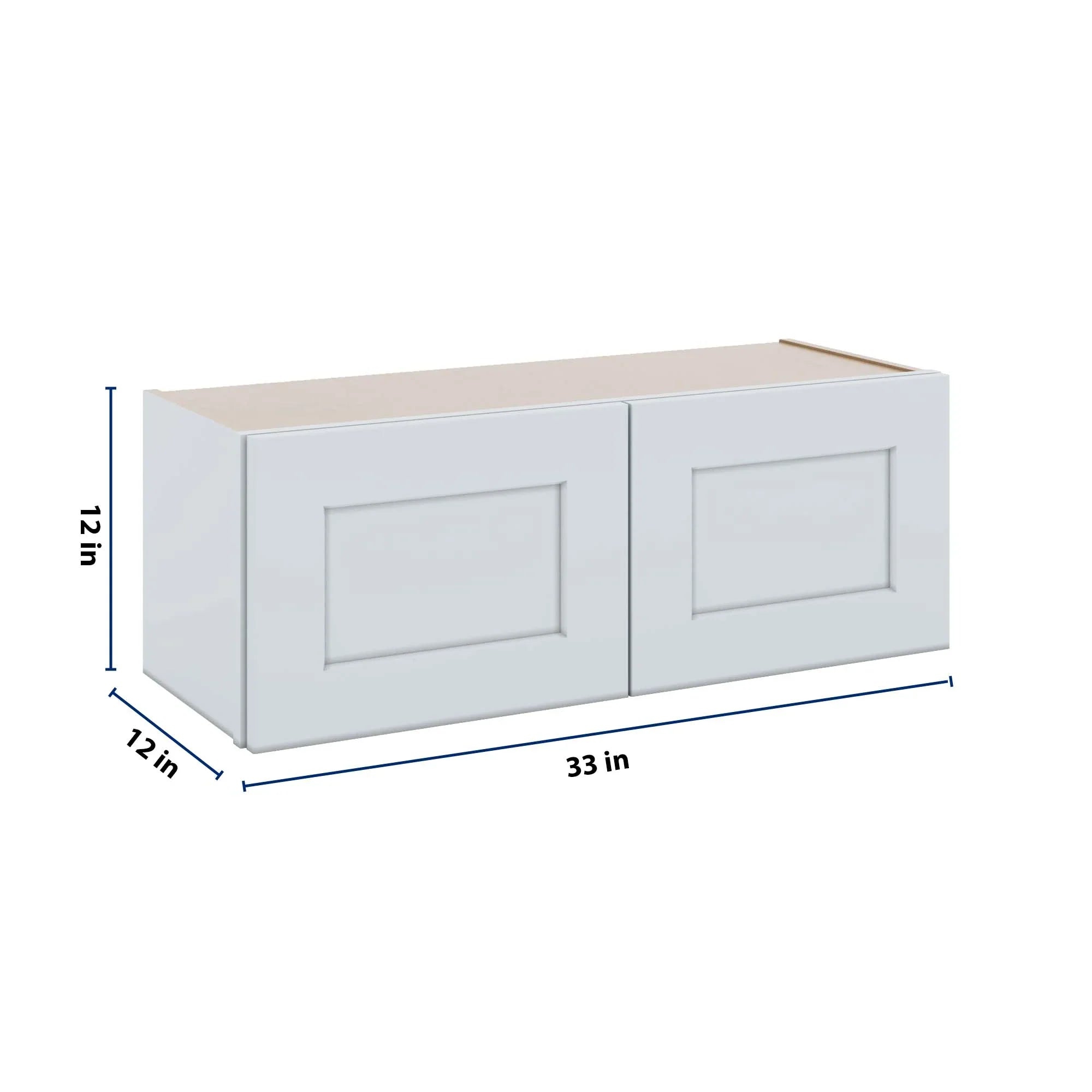 J&K White Shaker S8 Double Door Wall Cabinet - 33" W x 12" H