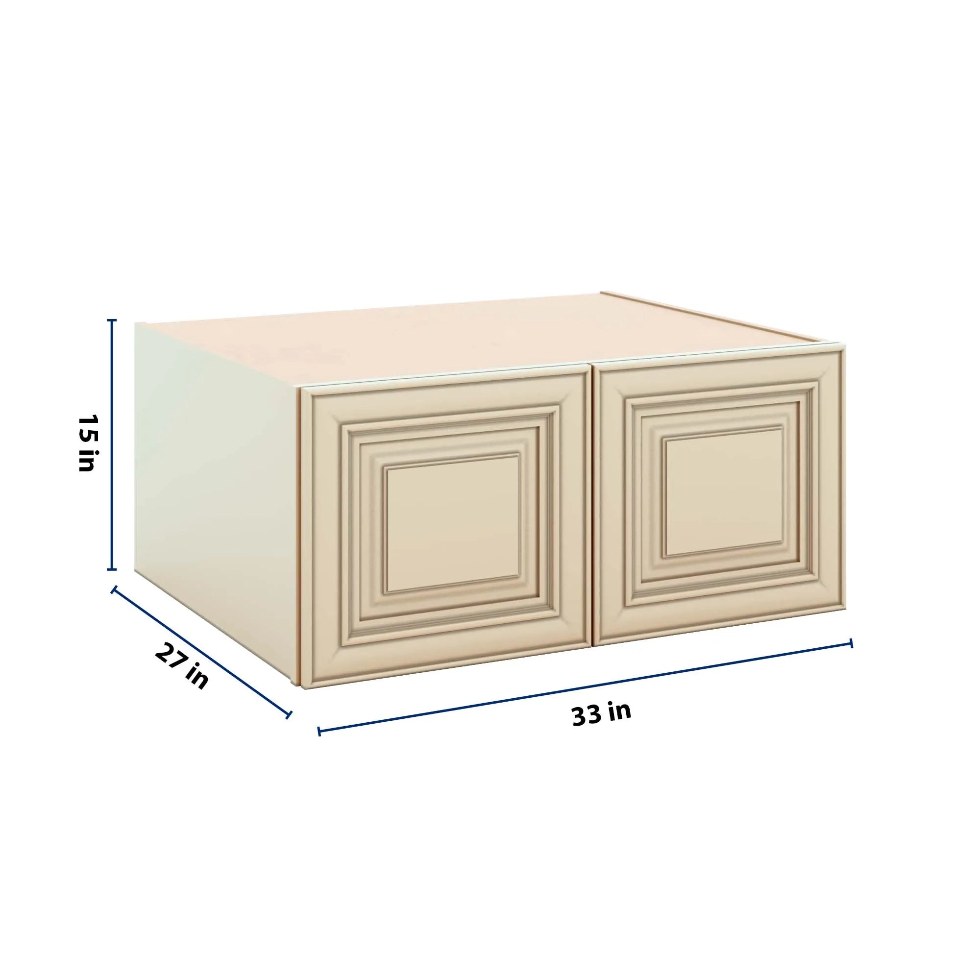 J&K Creme Glazed A7 Refrigerator Wall Cabinet - 33" W x 15" H x 27" D