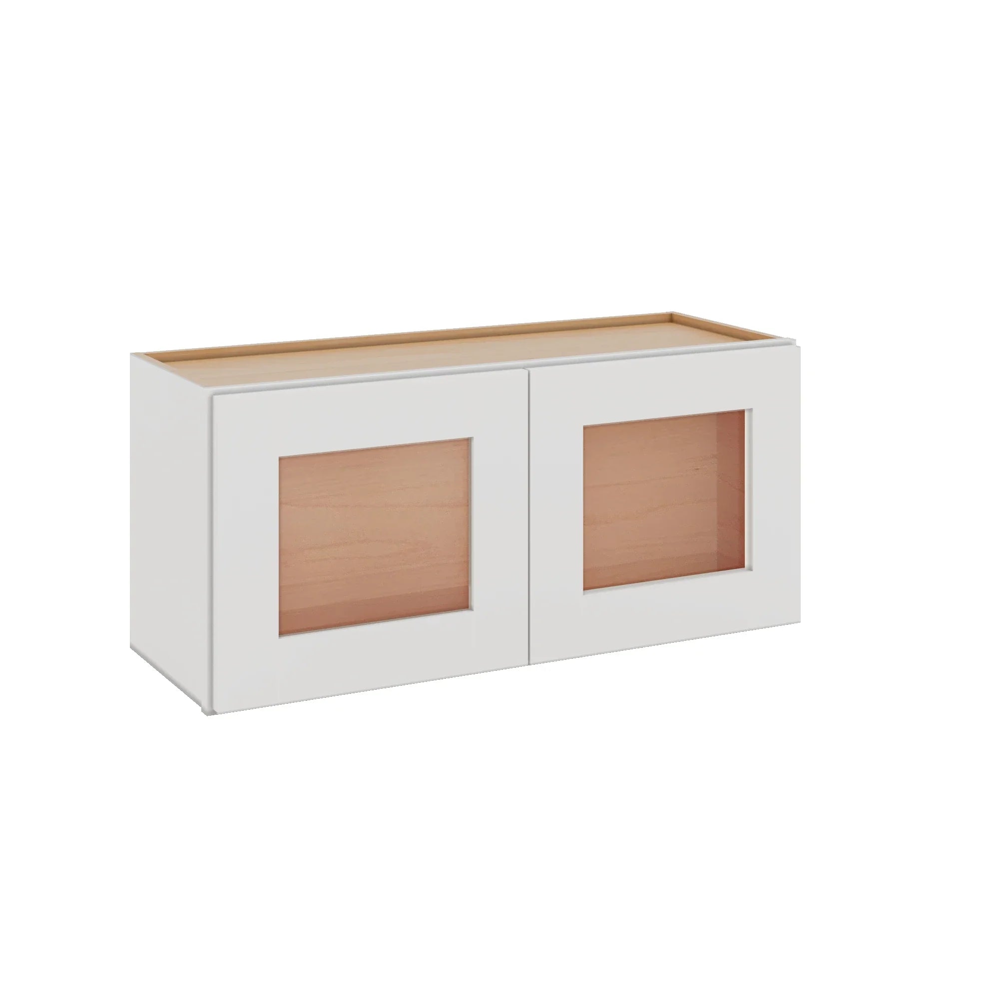 Modernform Cabinet White Shaker 33" W X 15" H X 12" D Double Glass Door Wall Cabinet