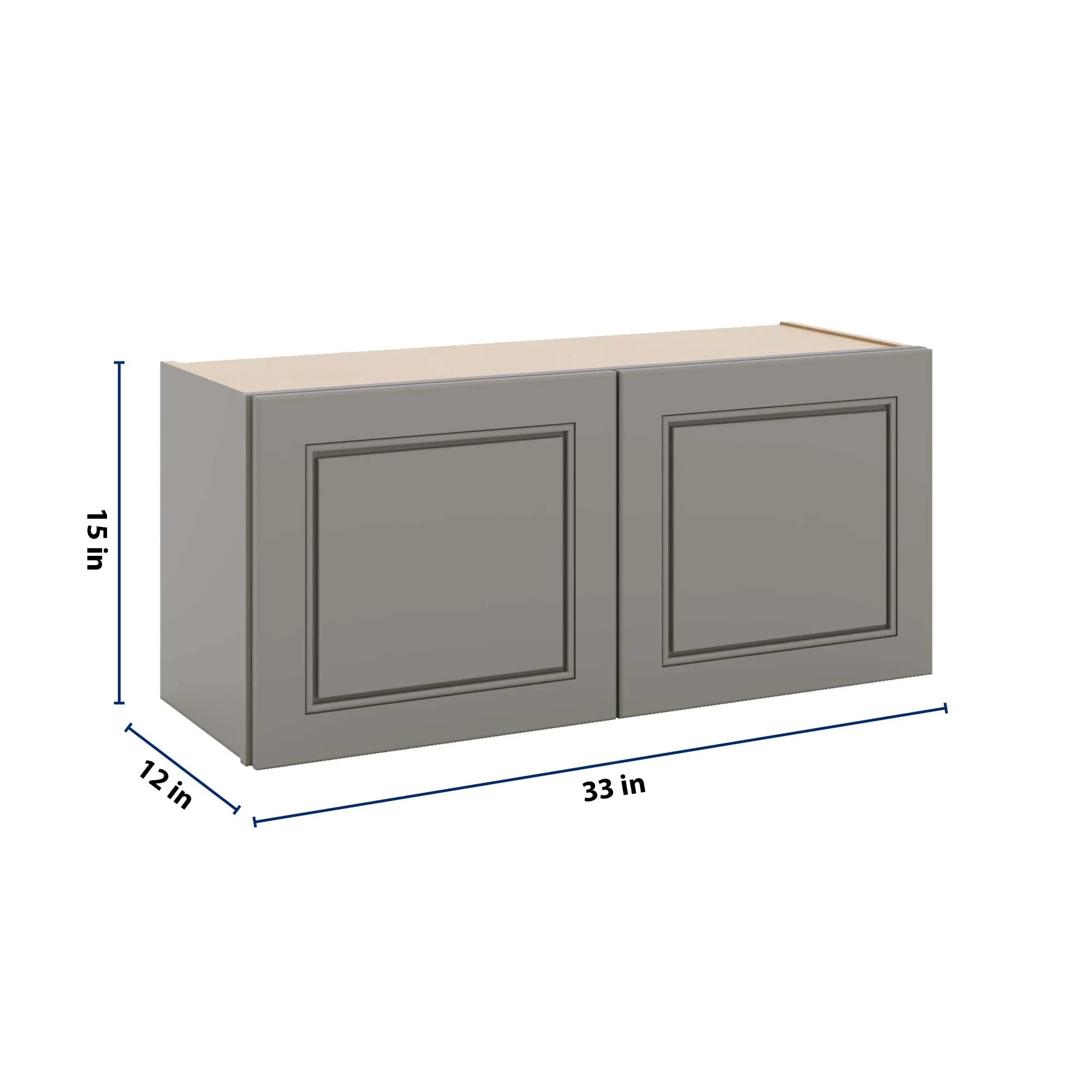 J&K Greige K3 Double Door Wall Cabinet - 33" W x 15" H