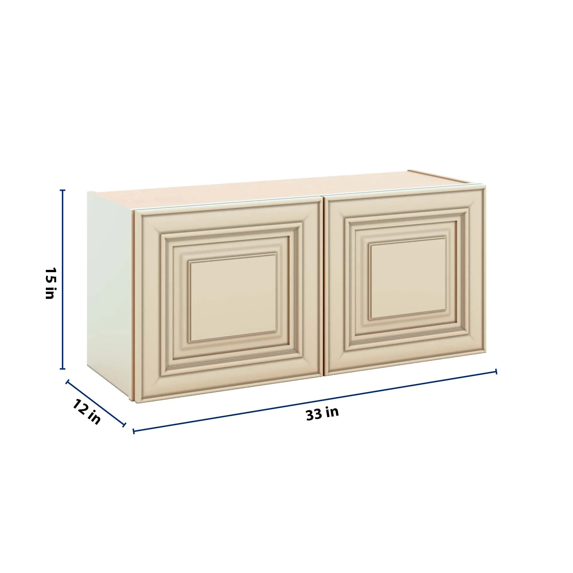 J&K Creme Glazed A7 Double Door Wall Cabinet - 33" W x 15" H