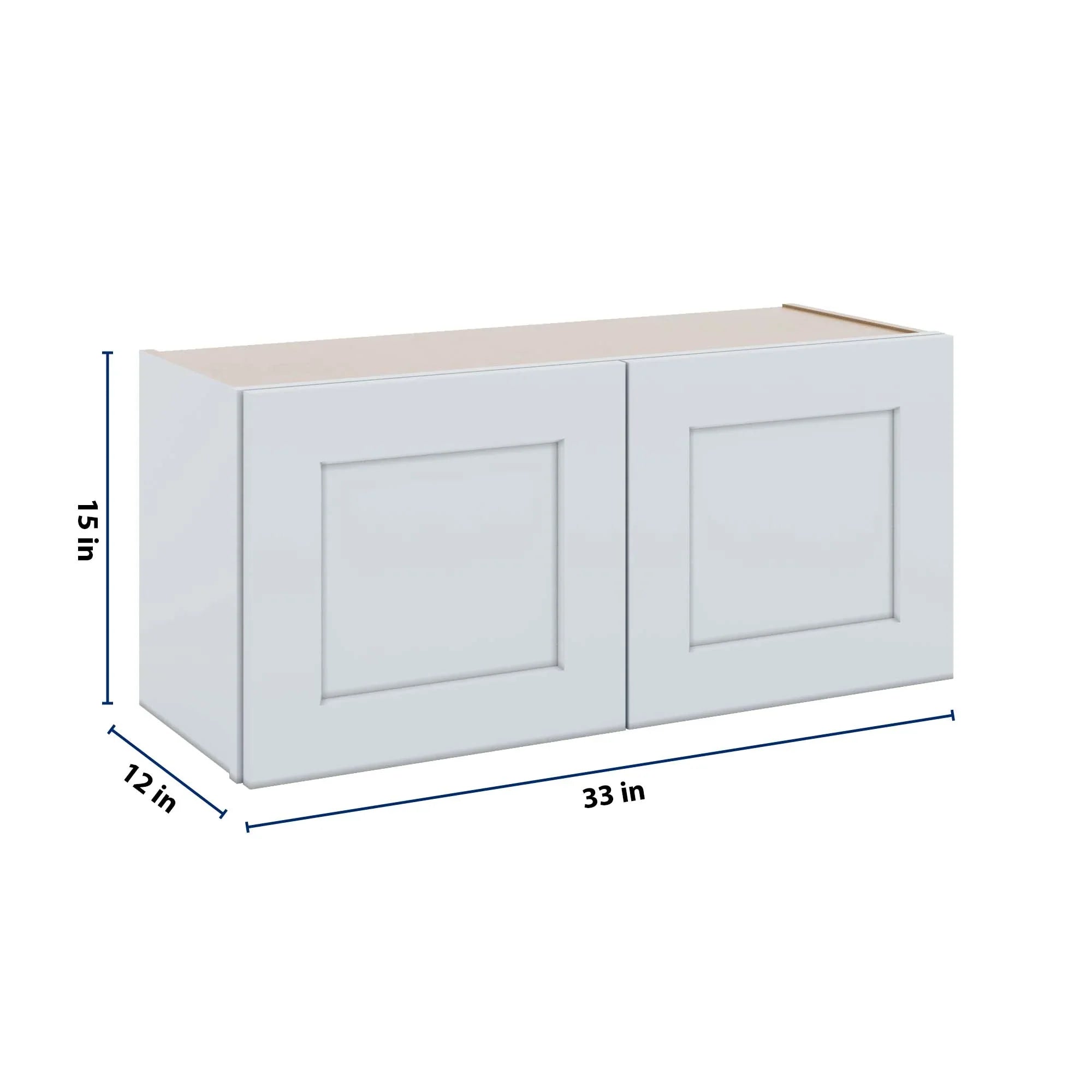 J&K White Shaker S8 Double Door Wall Cabinet - 33" W x 15" H