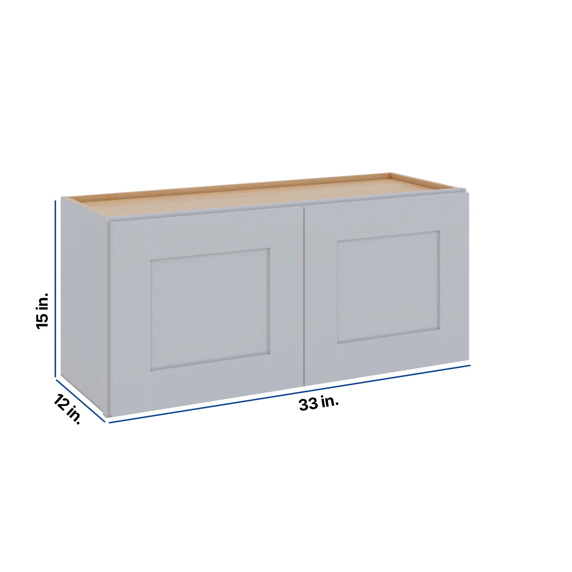 Modernform Cabinet Grey Shaker 33" W X 15" H X 12" D Double Door Wall Cabinet