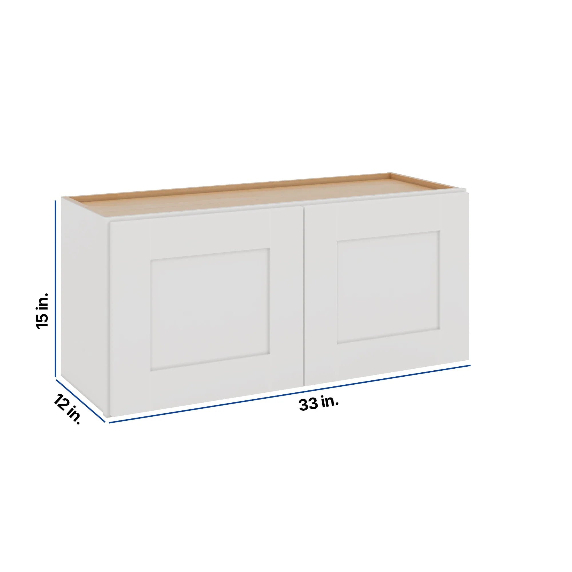 Modernform Cabinet White Shaker 33" W X 15" H X 12" D Double Door Wall Cabinet