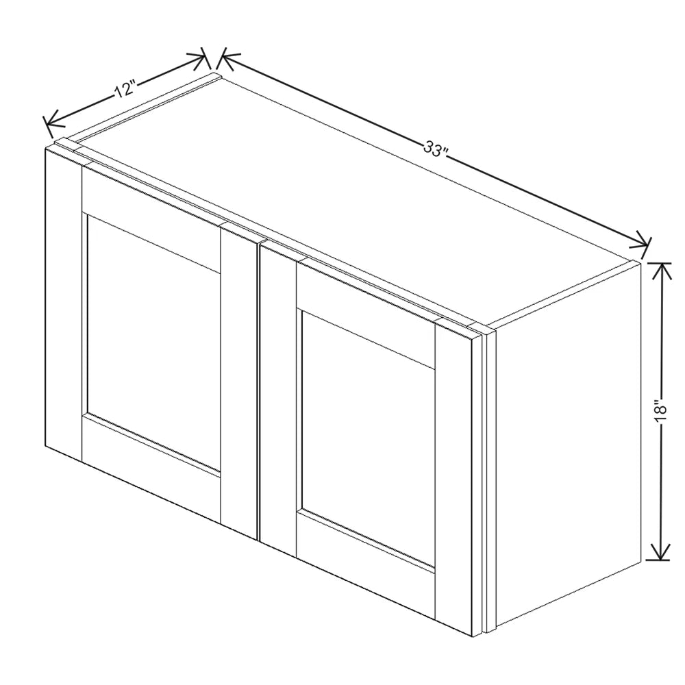 J&K White Shaker S8 Double Door Wall Cabinet - 33" W x 18" H