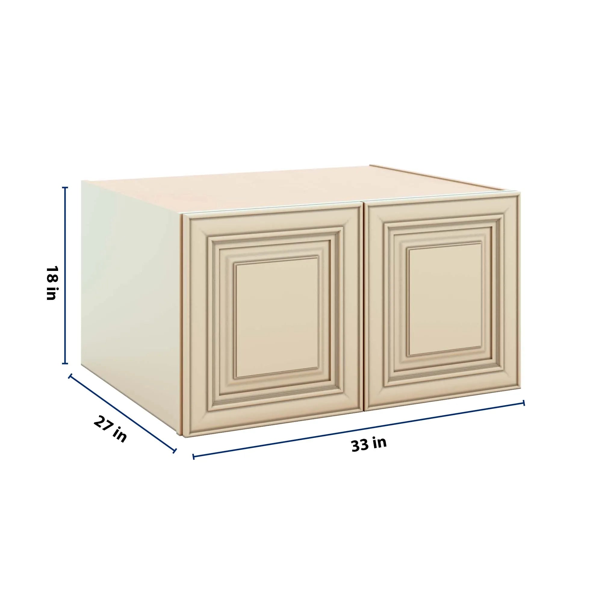 J&K Creme Glazed A7 Refrigerator Wall Cabinet - 33" W x 18" H x 27" D