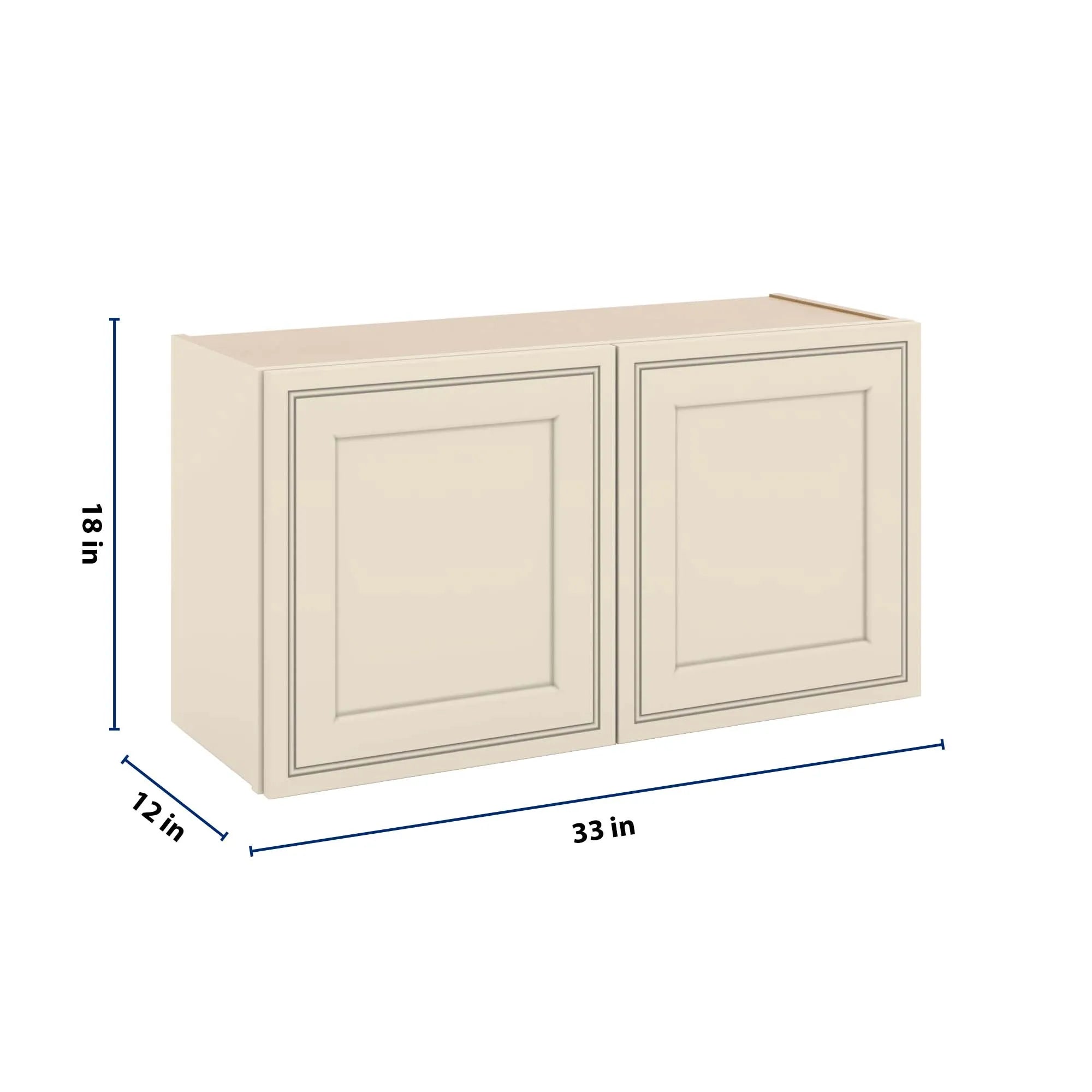 J&K Pearl Glazed H9 Double Door Wall Cabinet - 33" W x 18" H