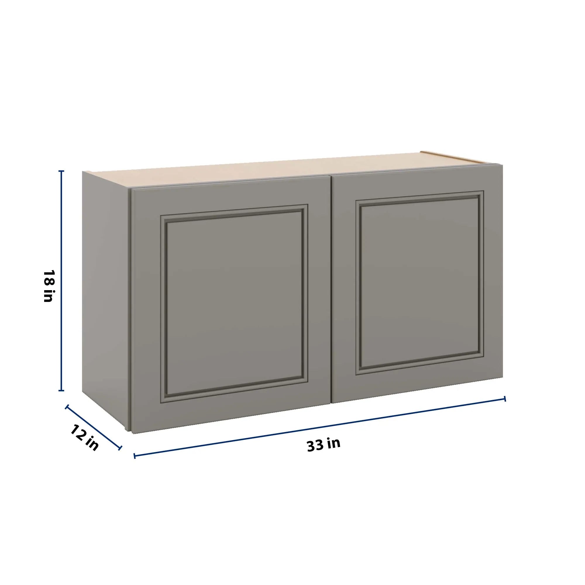 J&K Greige K3 Double Door Wall Cabinet - 33" W x 18" H