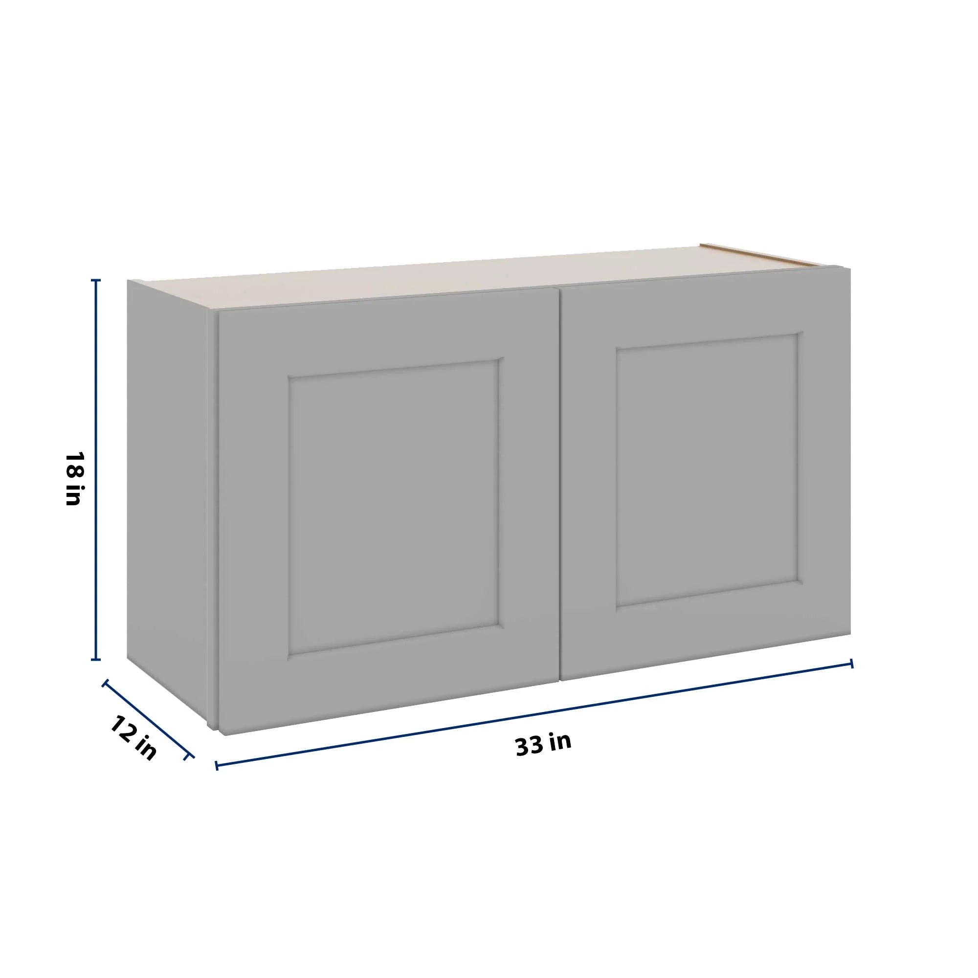 J&K Castle Grey S5 Double Door Wall Cabinet - 33" W x 18" H