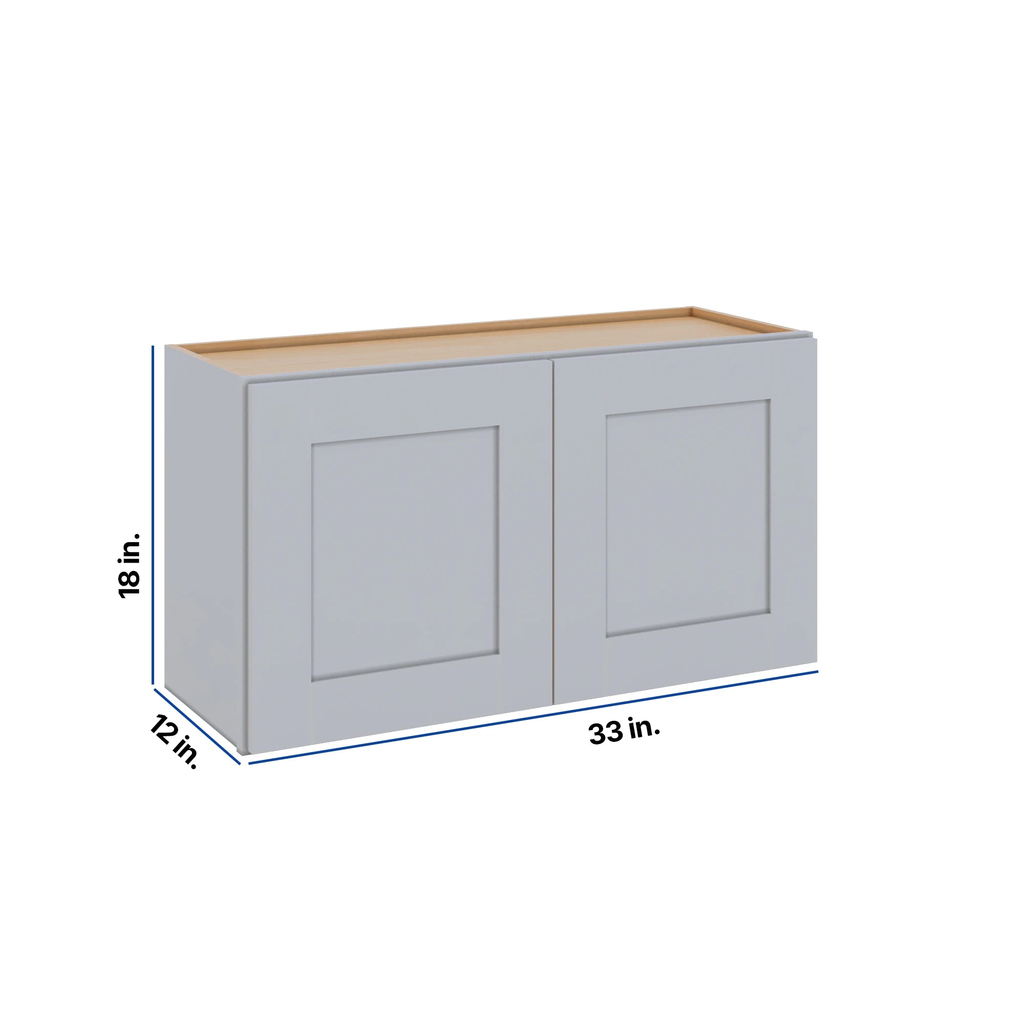 Modernform Cabinet Grey Shaker 33" W X 18" H X 12" D Double Door Wall Cabinet