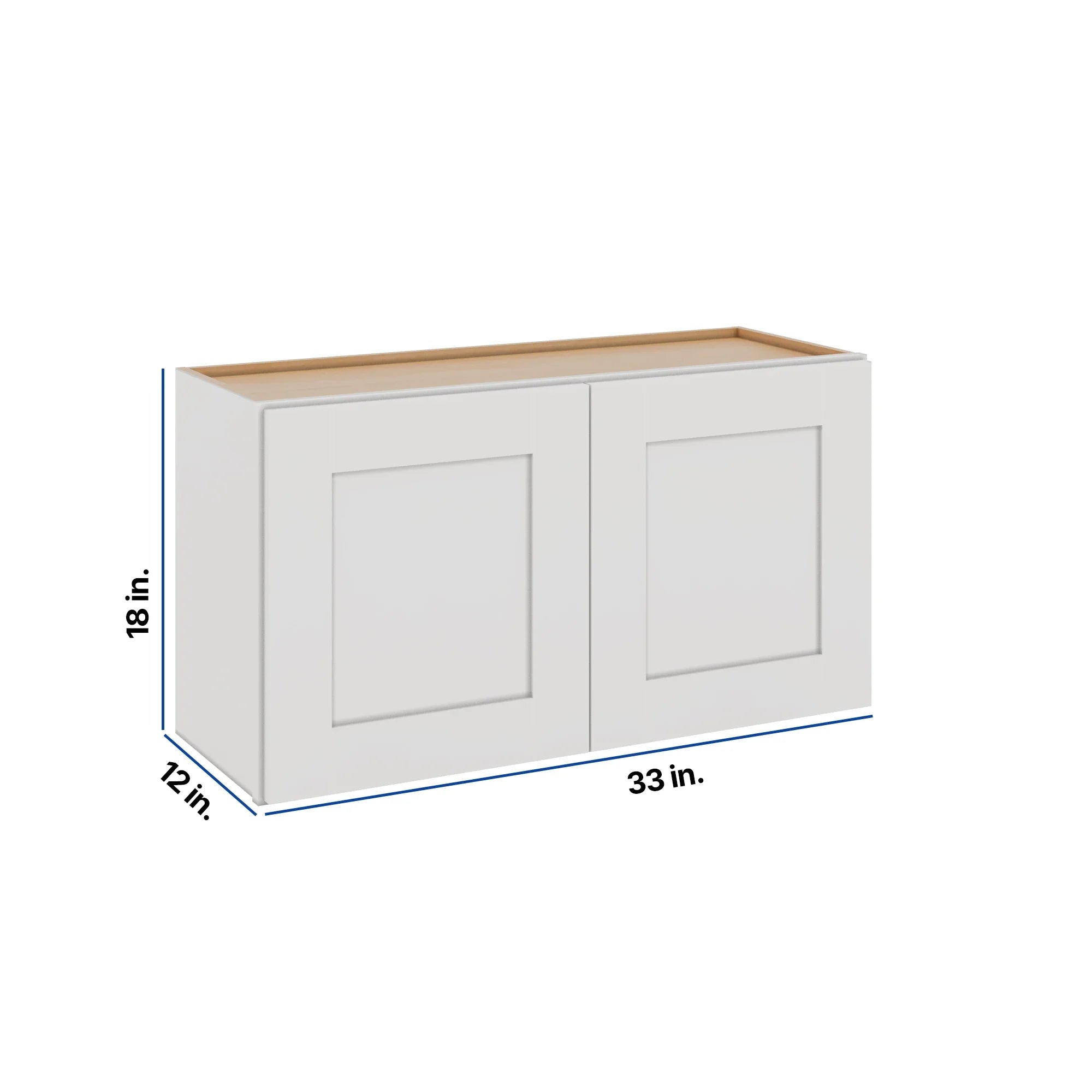 Modernform Cabinet White Shaker 33" W X 18" H X 12" D Double Door Wall Cabinet