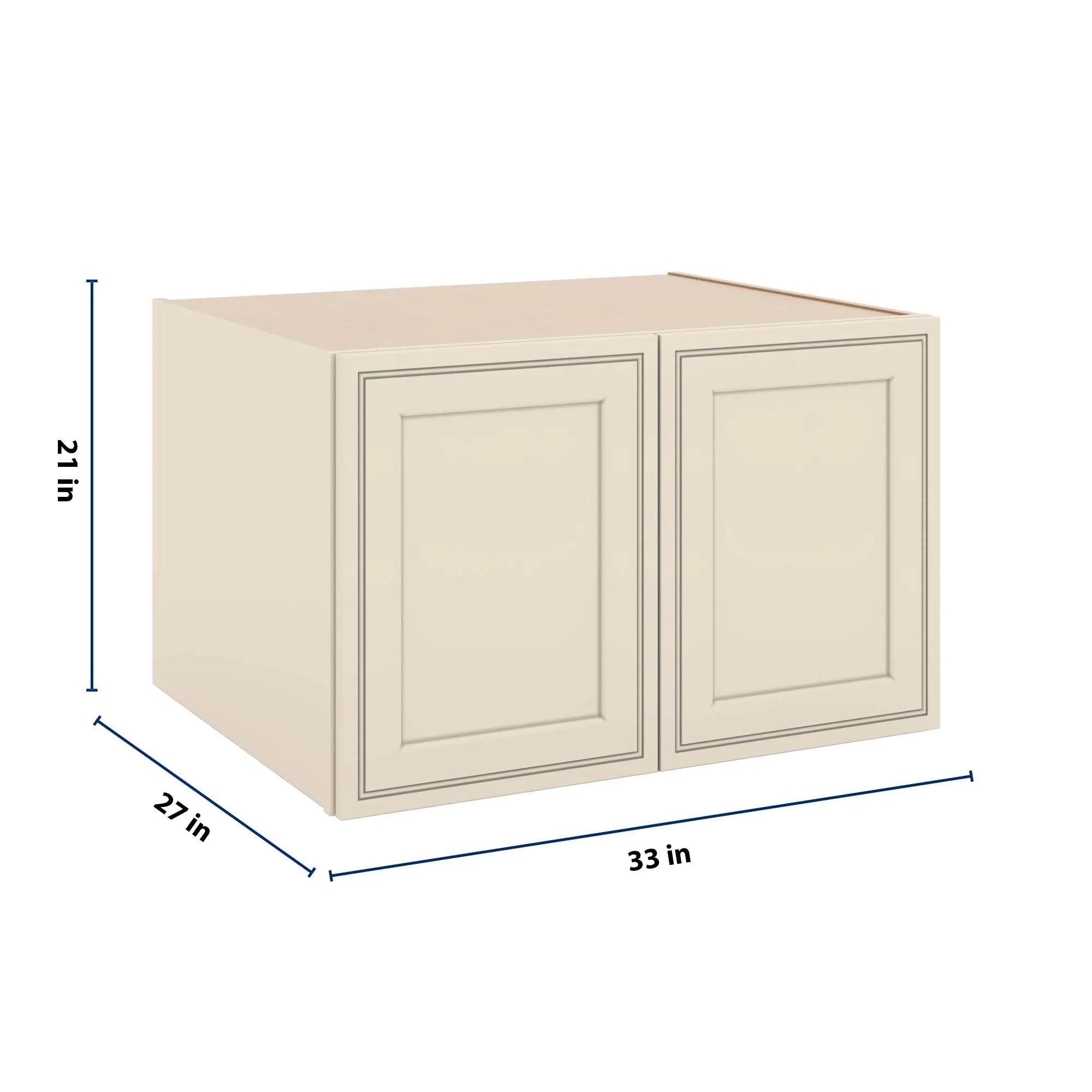 J&K Pearl Glazed H9 Refrigerator Wall Cabinet - 33" W x 21" H x 27" D
