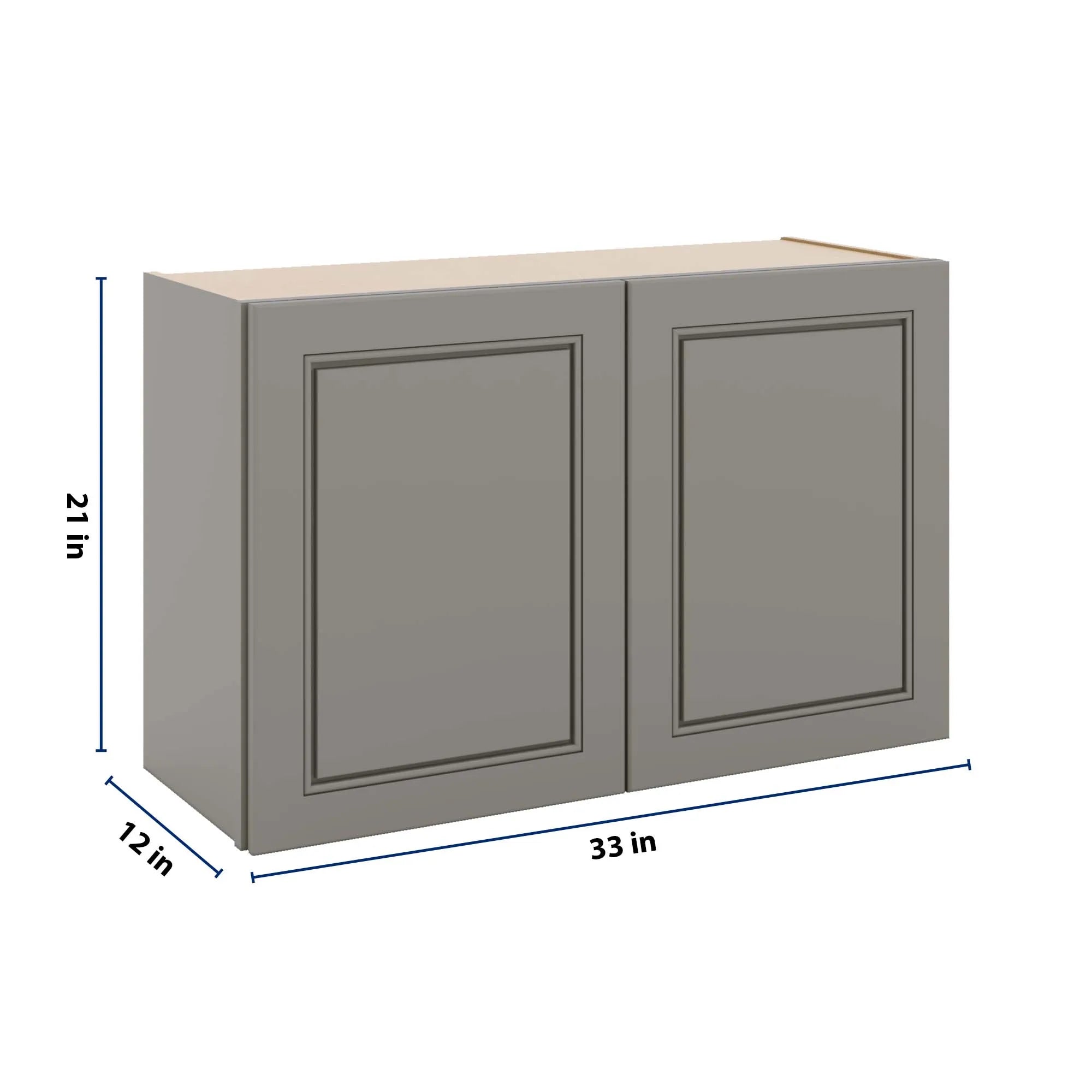 J&K Greige K3 Double Door Wall Cabinet - 33" W x 21" H